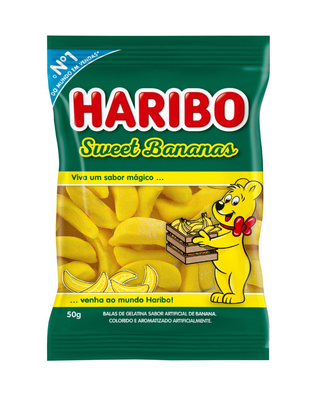 BALA DE GELATINA HARIBO BANANAS DOCES 50G