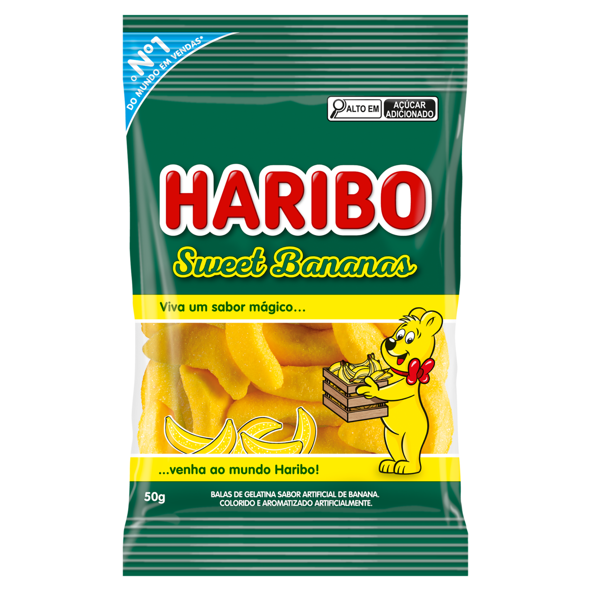 BALA DE GELATINA HARIBO BANANAS DOCES 50G