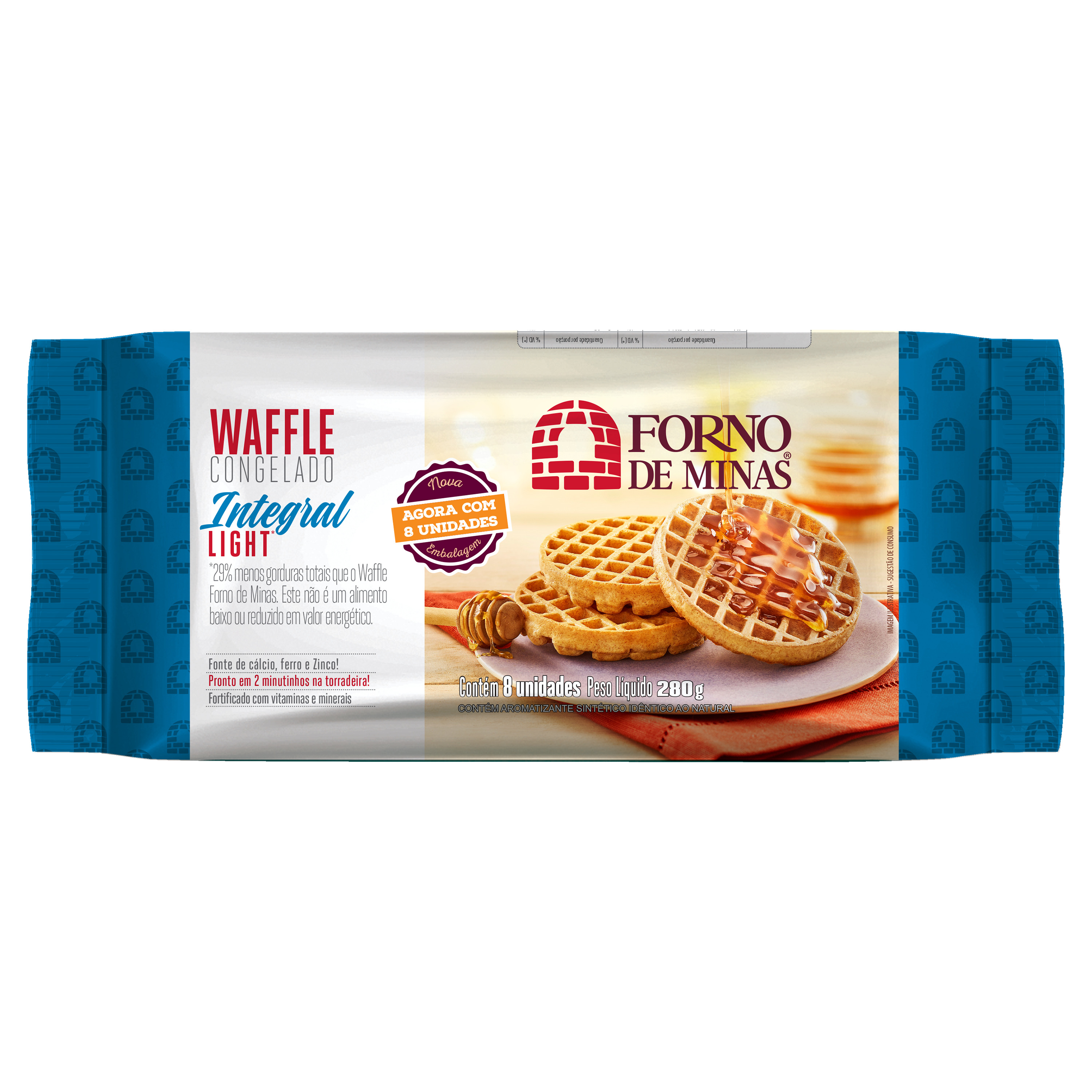 WAFFLE FORNO DE MINAS ASSADO E CONGELADO LIGHT E INTEGRAL 280G