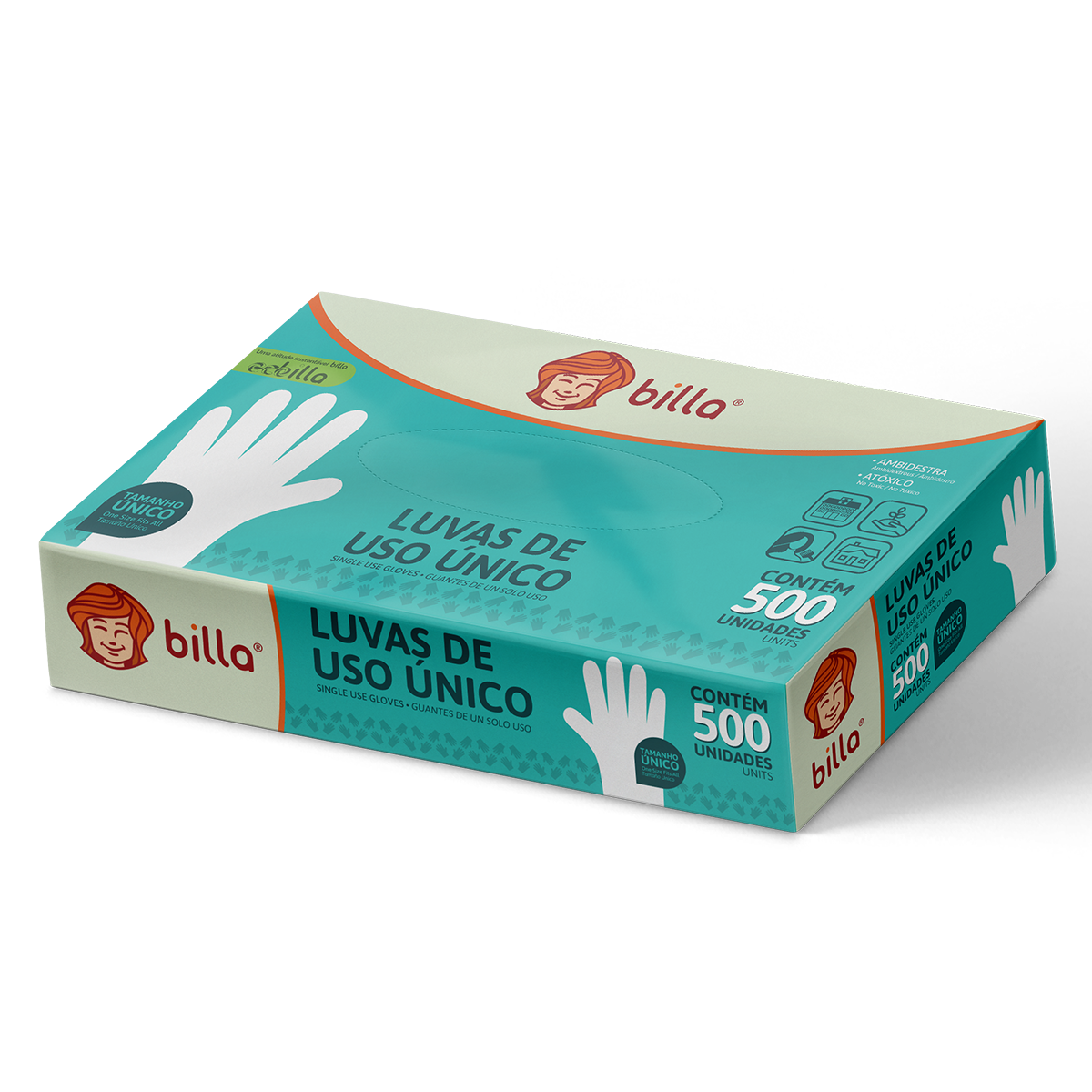 LUVA DESCARTAVEL BILLA COM 500 UNI
