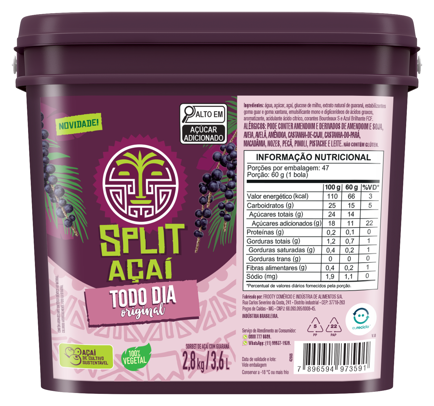 AÇAÍ SPLIT BALDE ORIGINAL TODO DIA 3,6L