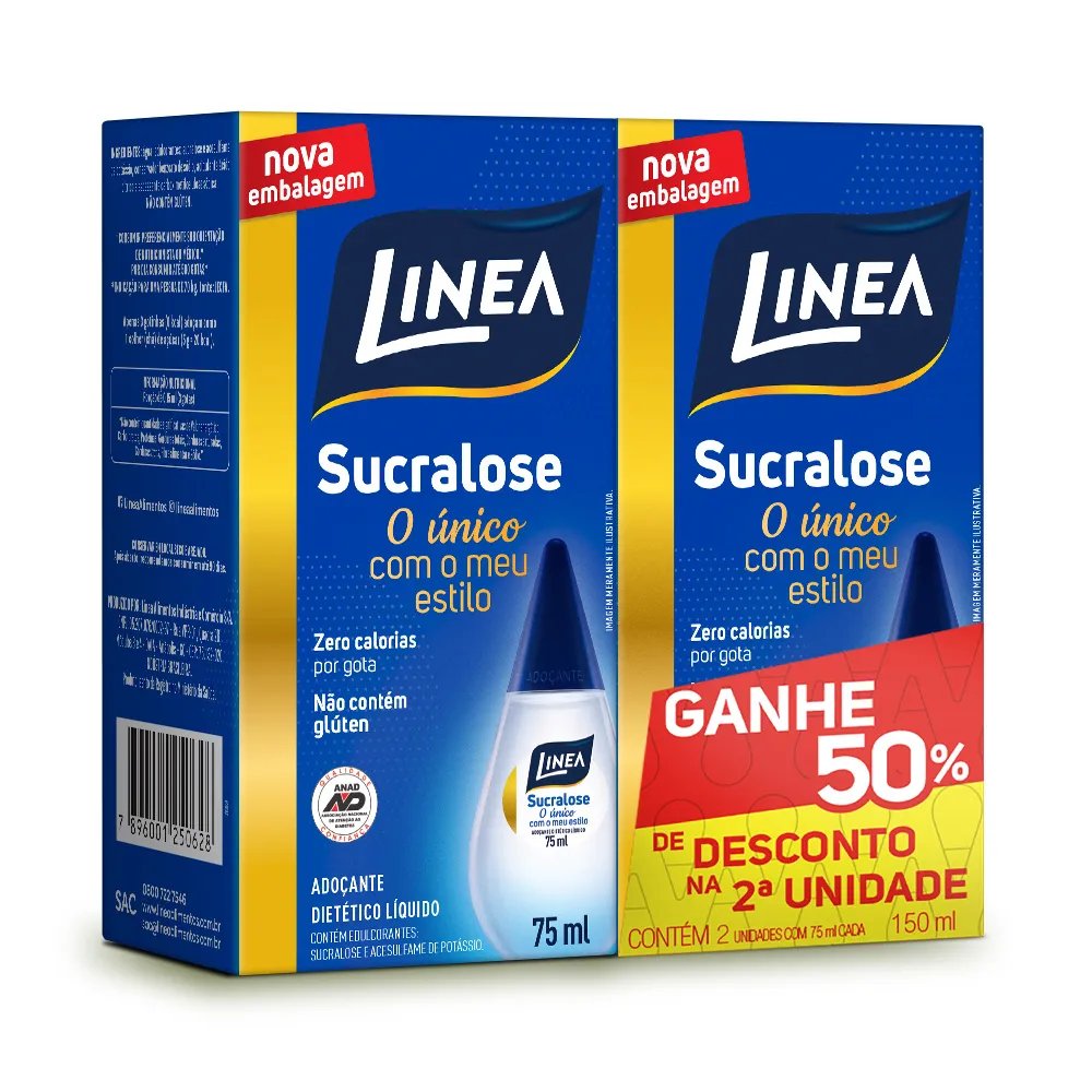ADOÇANTE DIETÉTICO LÍQUIDO LINEA 2X75ML 50%