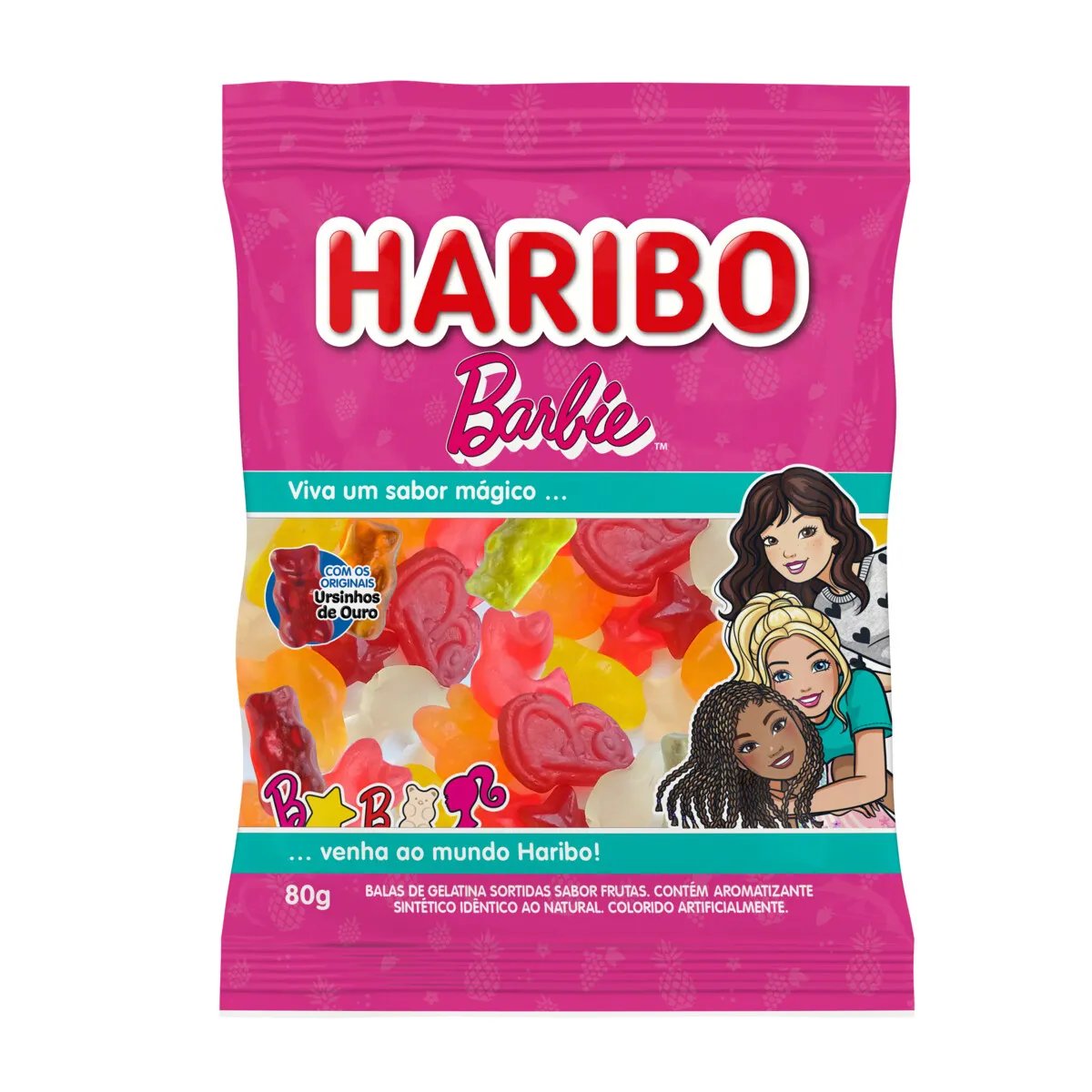 BALA DE GELATINA HARIBO BARBIE E URSINHOS DE OURO 80G