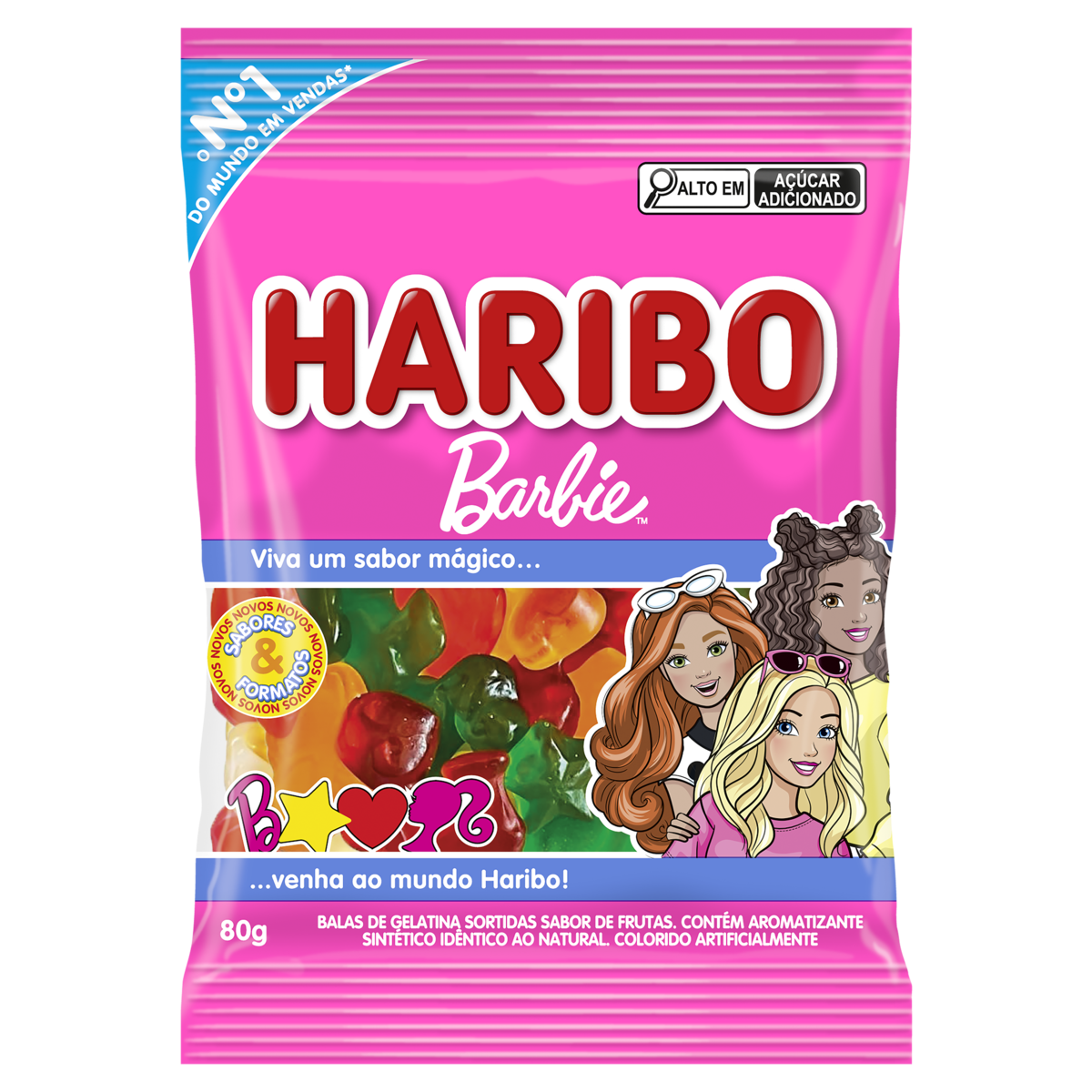 BALA DE GELATINA HARIBO BARBIE E URSINHOS DE OURO 80G