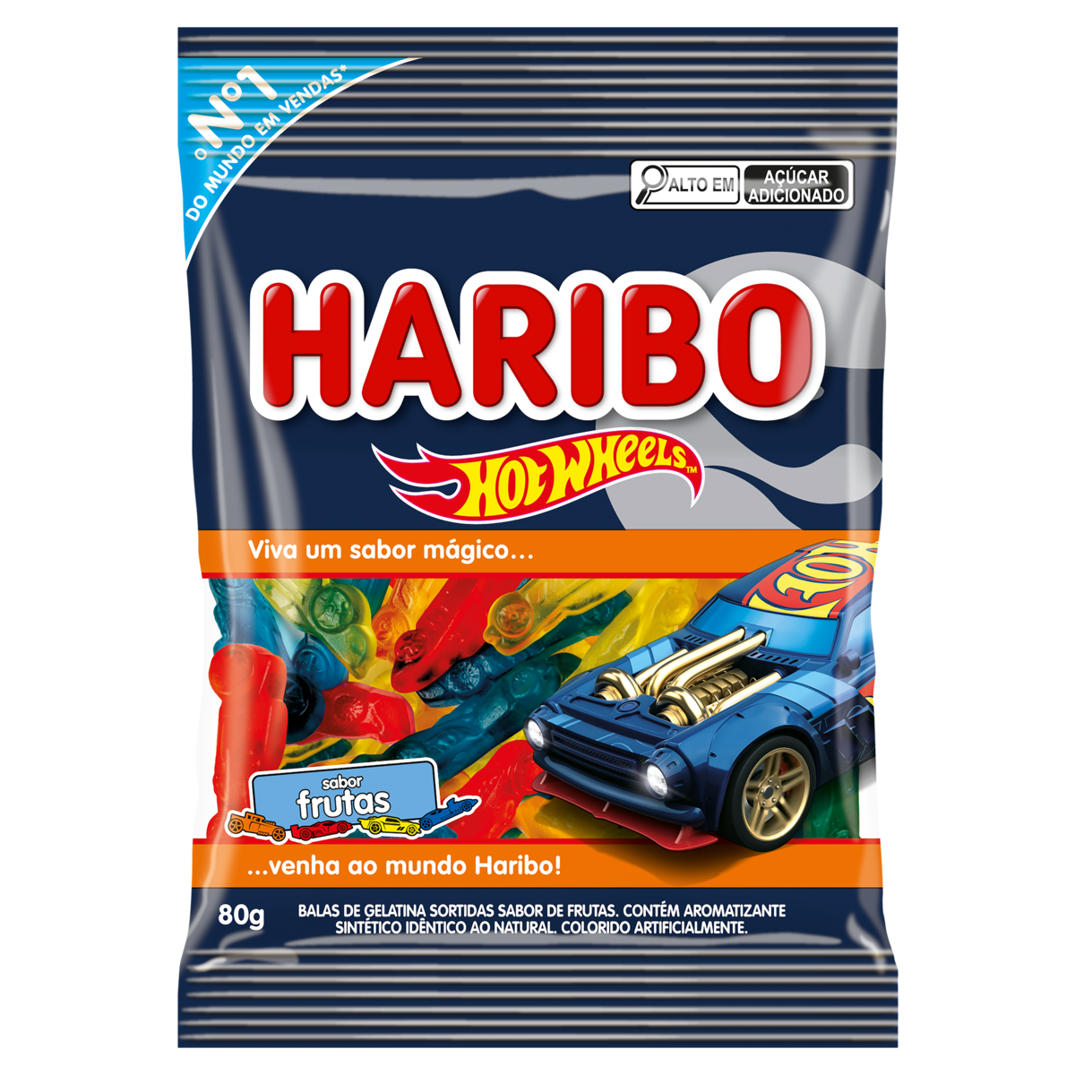 BALA DE GELATINA HARIBO HOT WHEELS FRUTAS 80G