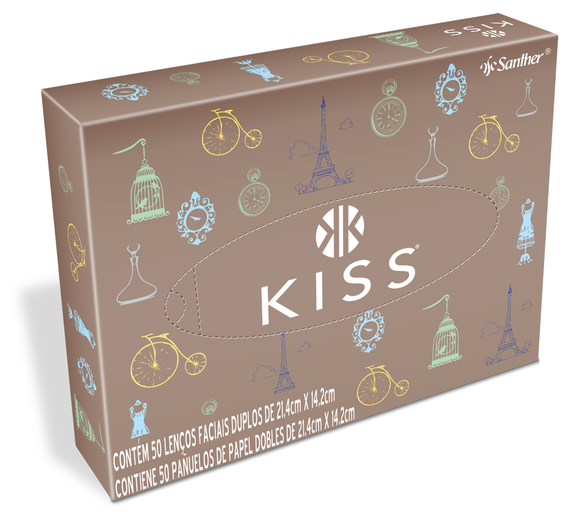 LENÇO FACIAL KISS FOLHA DUPLA 7X50