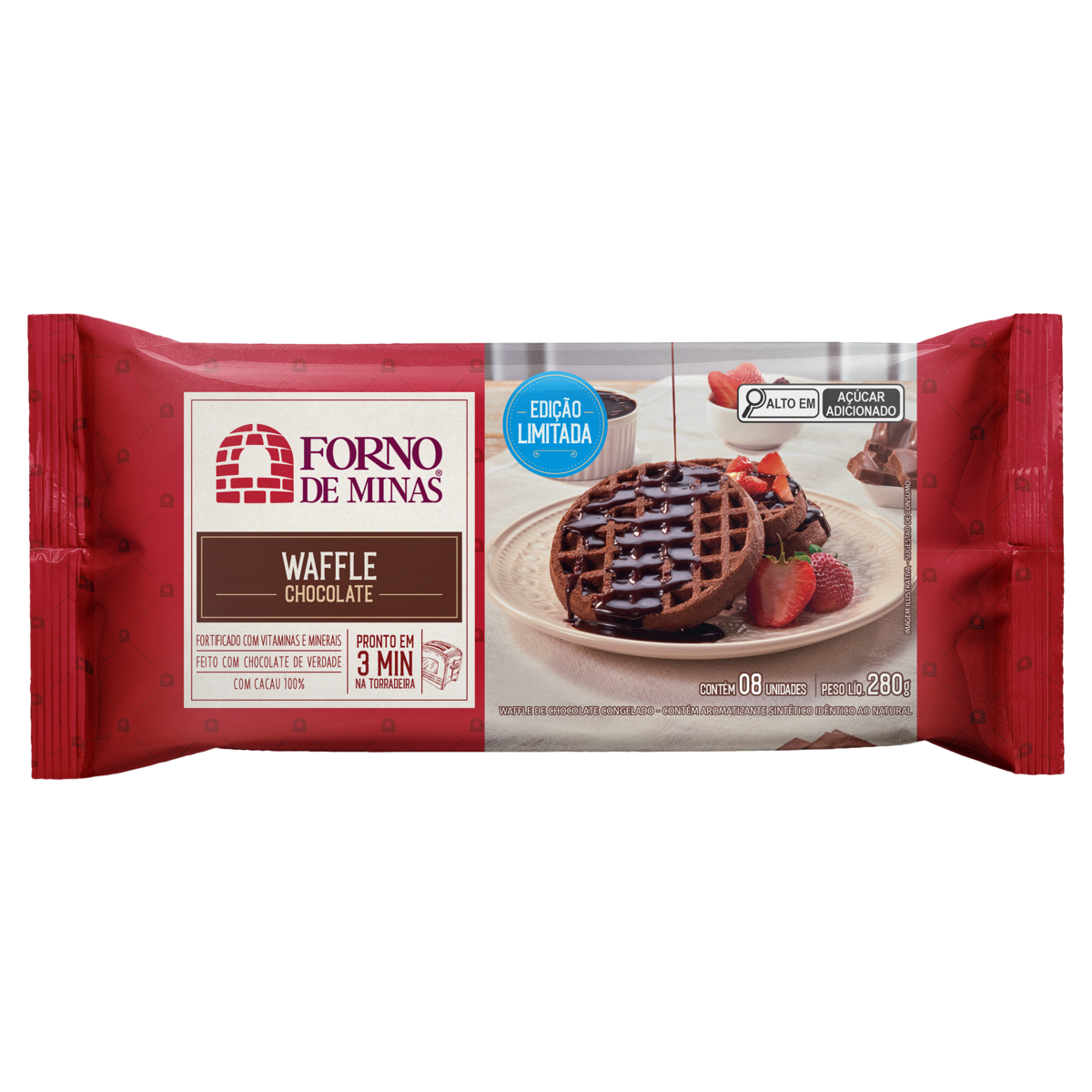 WAFFLE FORNO DE MINAS ASSADO E CONGELADO CHOCOLATE 280G