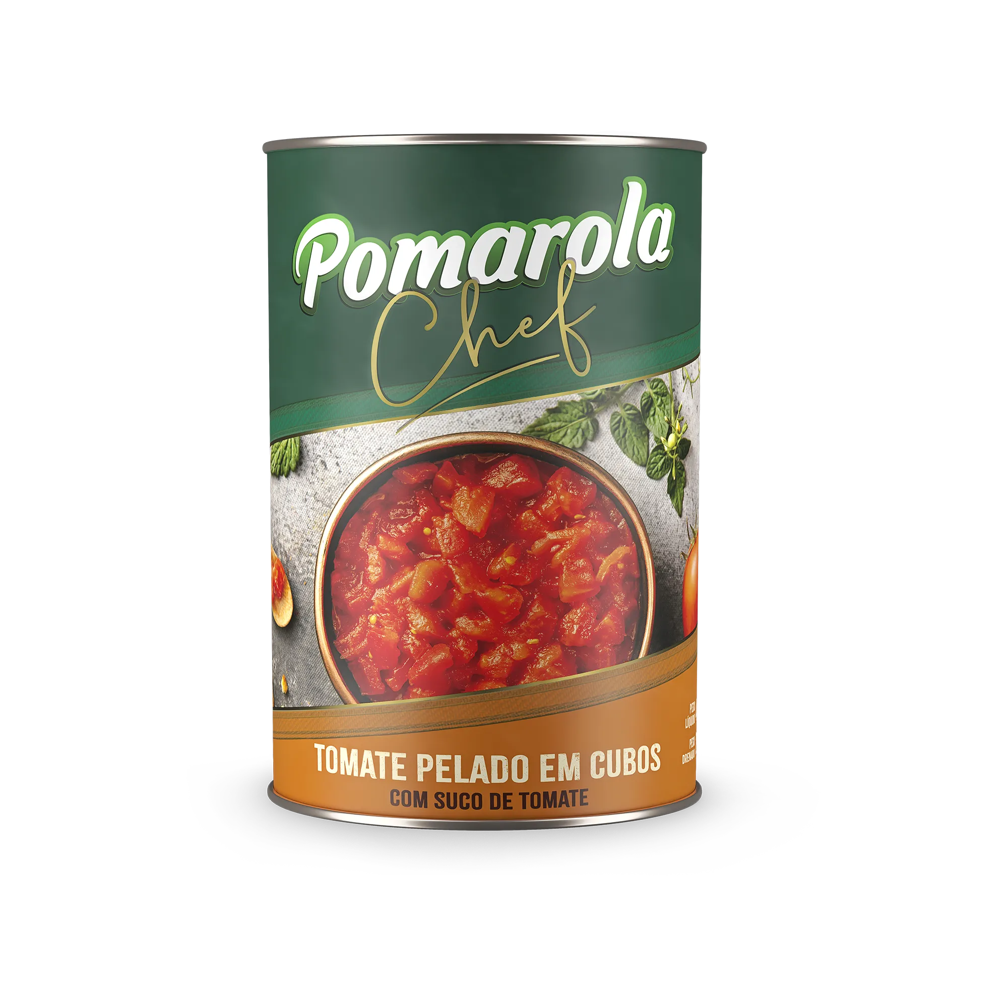 TOMATE PELADO POMAROLA EM CUBO LATA 400GR