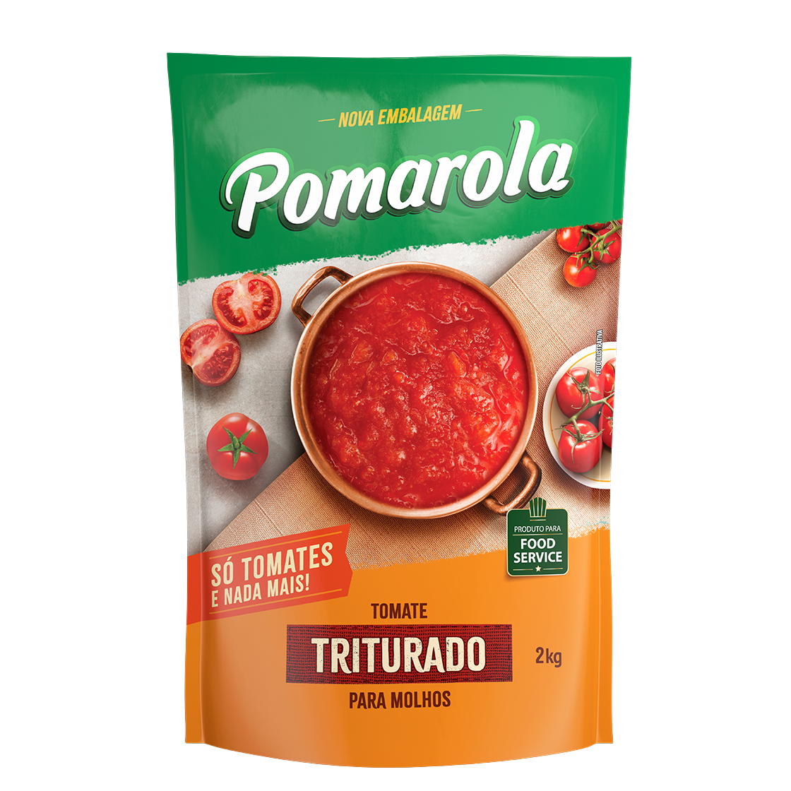 MOLHO DE TOMATE POMAROLA TRITURADO SACHÊ 2KG