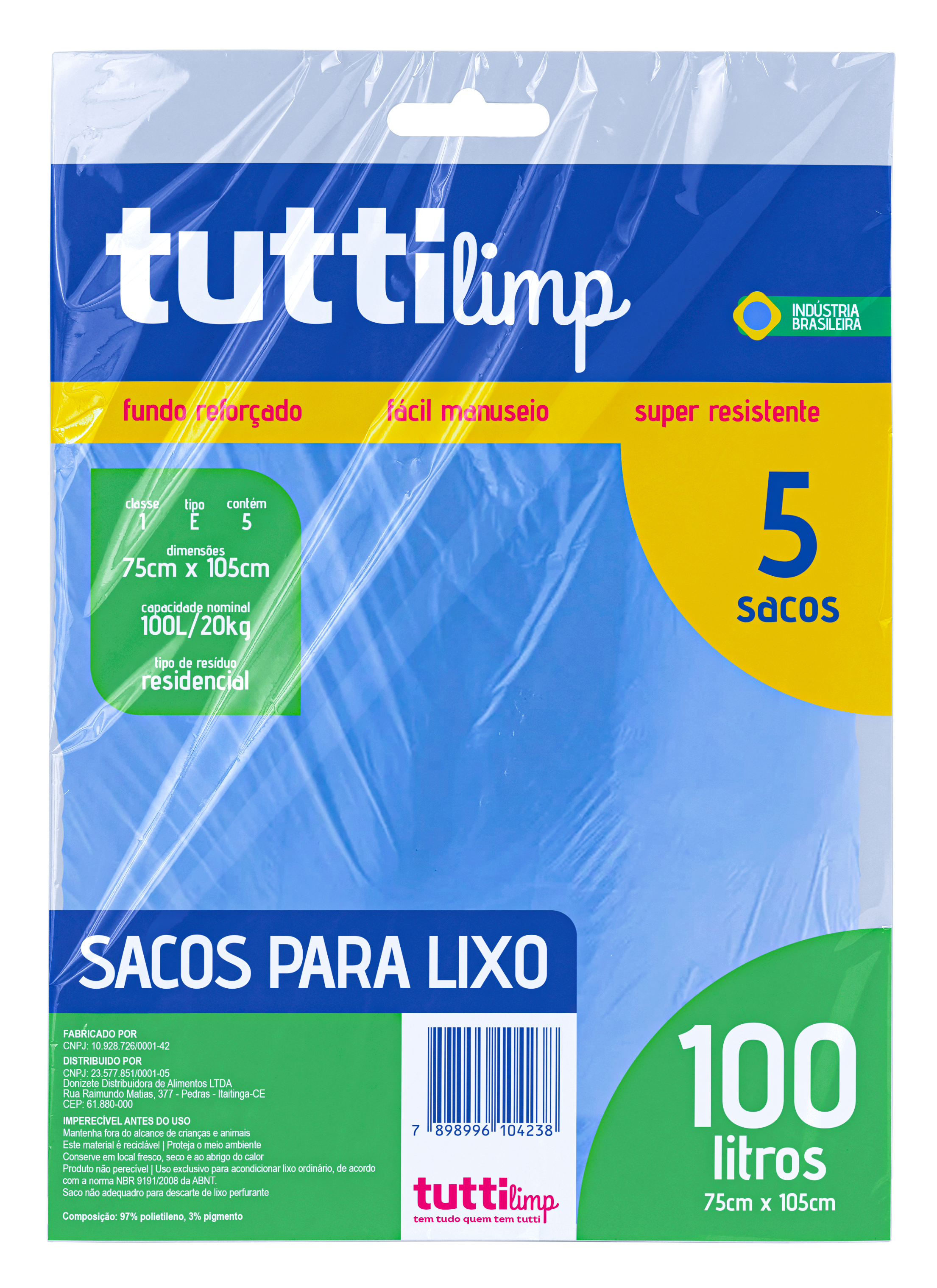 SACO PARA LIXO ALMOFADA TUTTI 100LT 50 SACOS