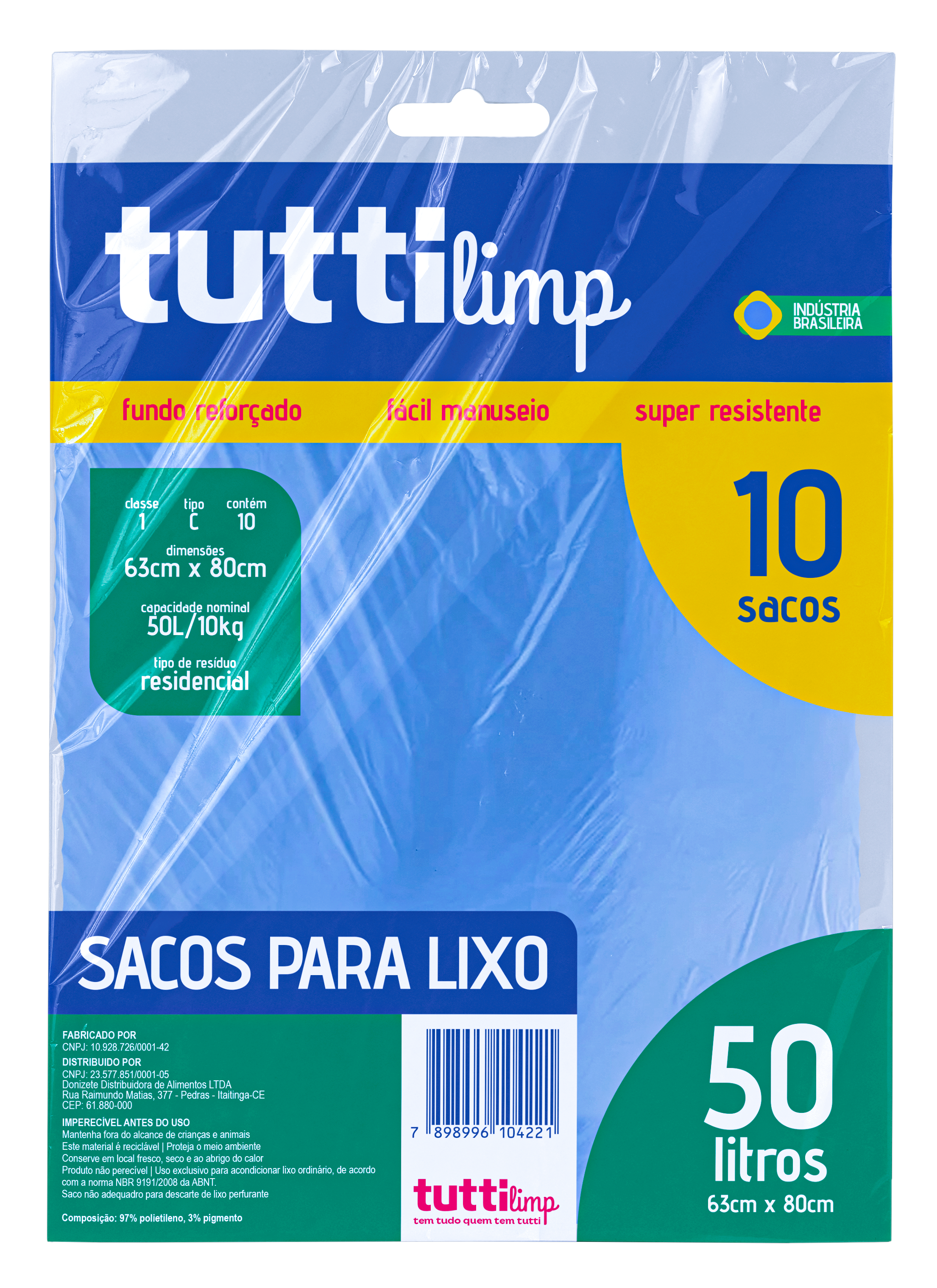 SACO PARA LIXO ALMOFADA TUTTI 50LT 10 SACOS