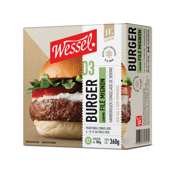 HAMBURGUER WESSEL BOVINO COM FILÉ MIGNON SEM TEMPERO 360G