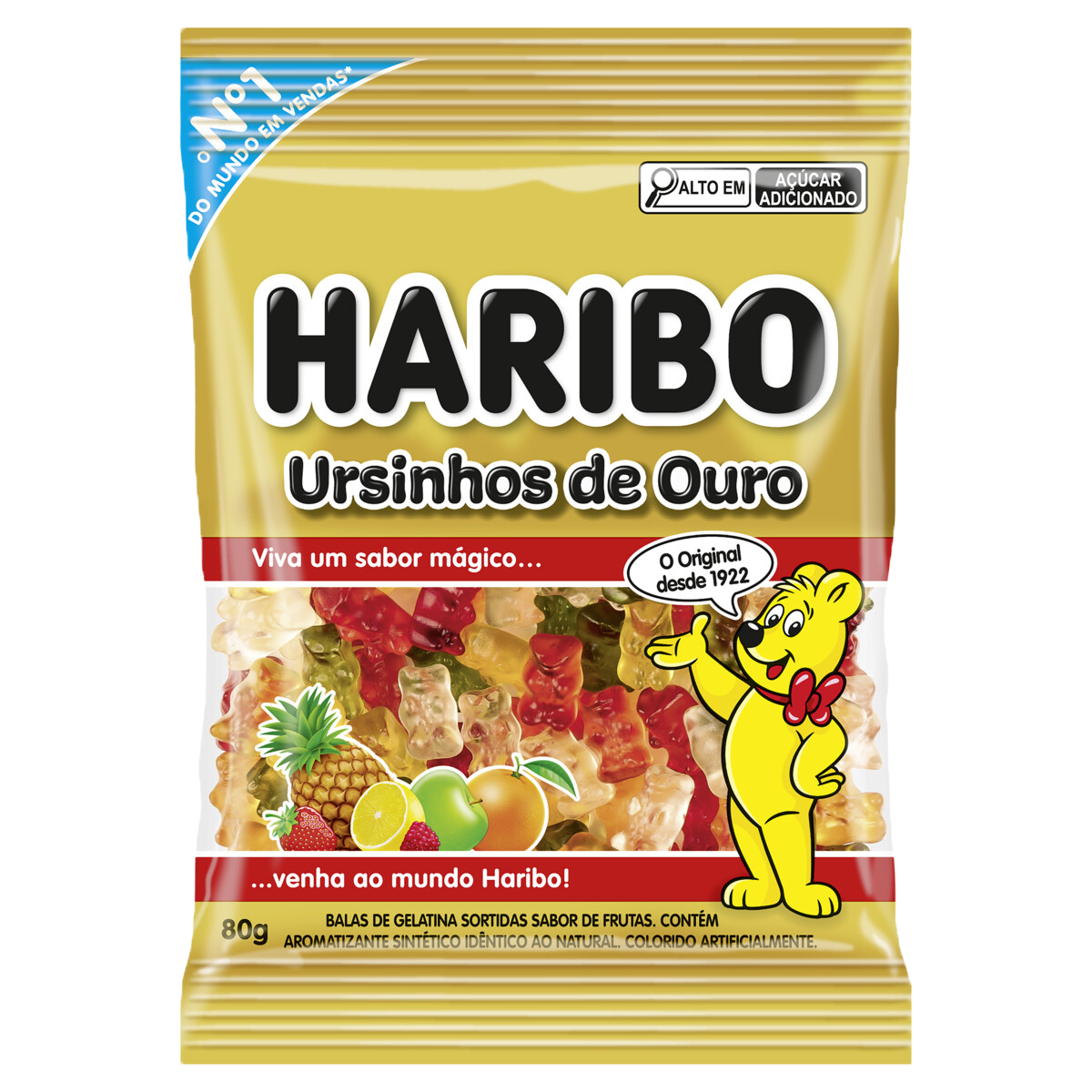 BALA DE GELATINA HARIBO URSINHOS DE OURO 80G