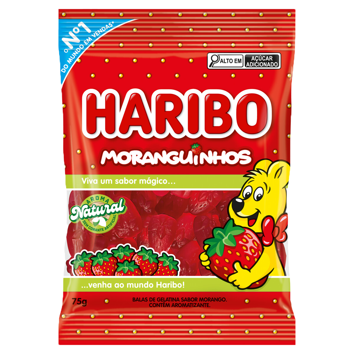 BALA DE GELATINA HARIBO MORANGUINHOS 75G