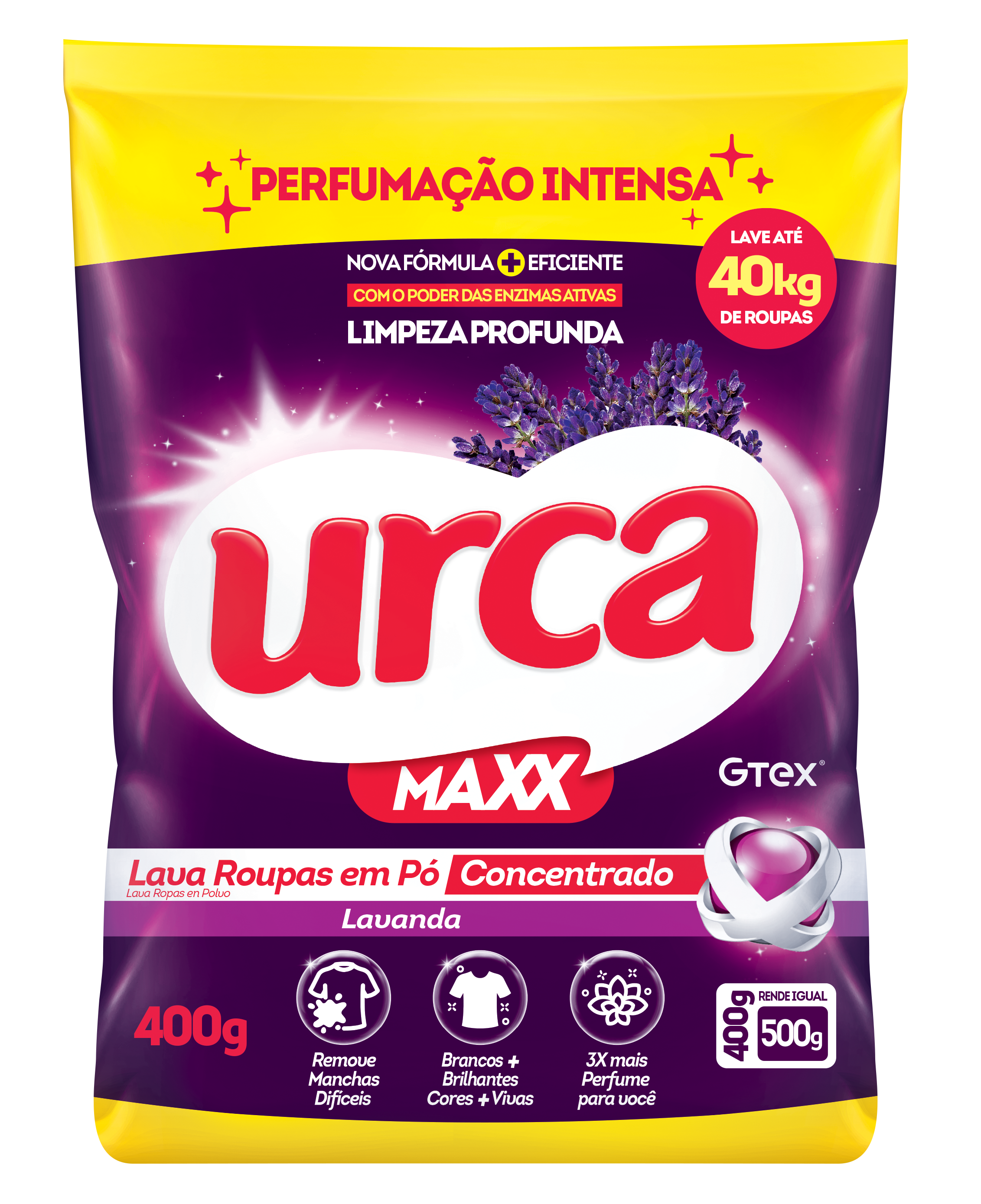 LAVA ROUPAS EM PÓ URCA CONCENTRADO LAVANDA 400G