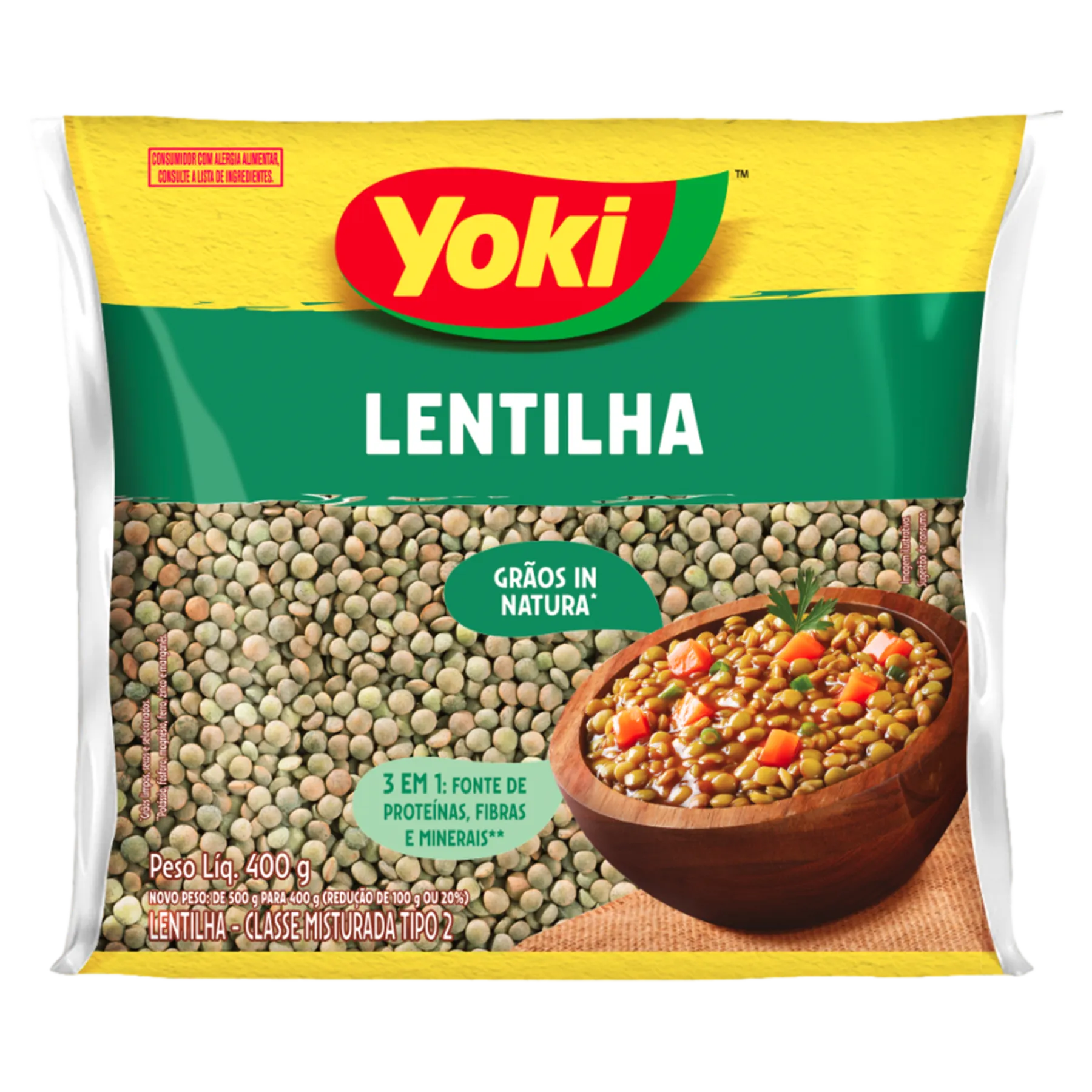 LENTILHA YOKI TIPÓ 2 PACOTE 400G