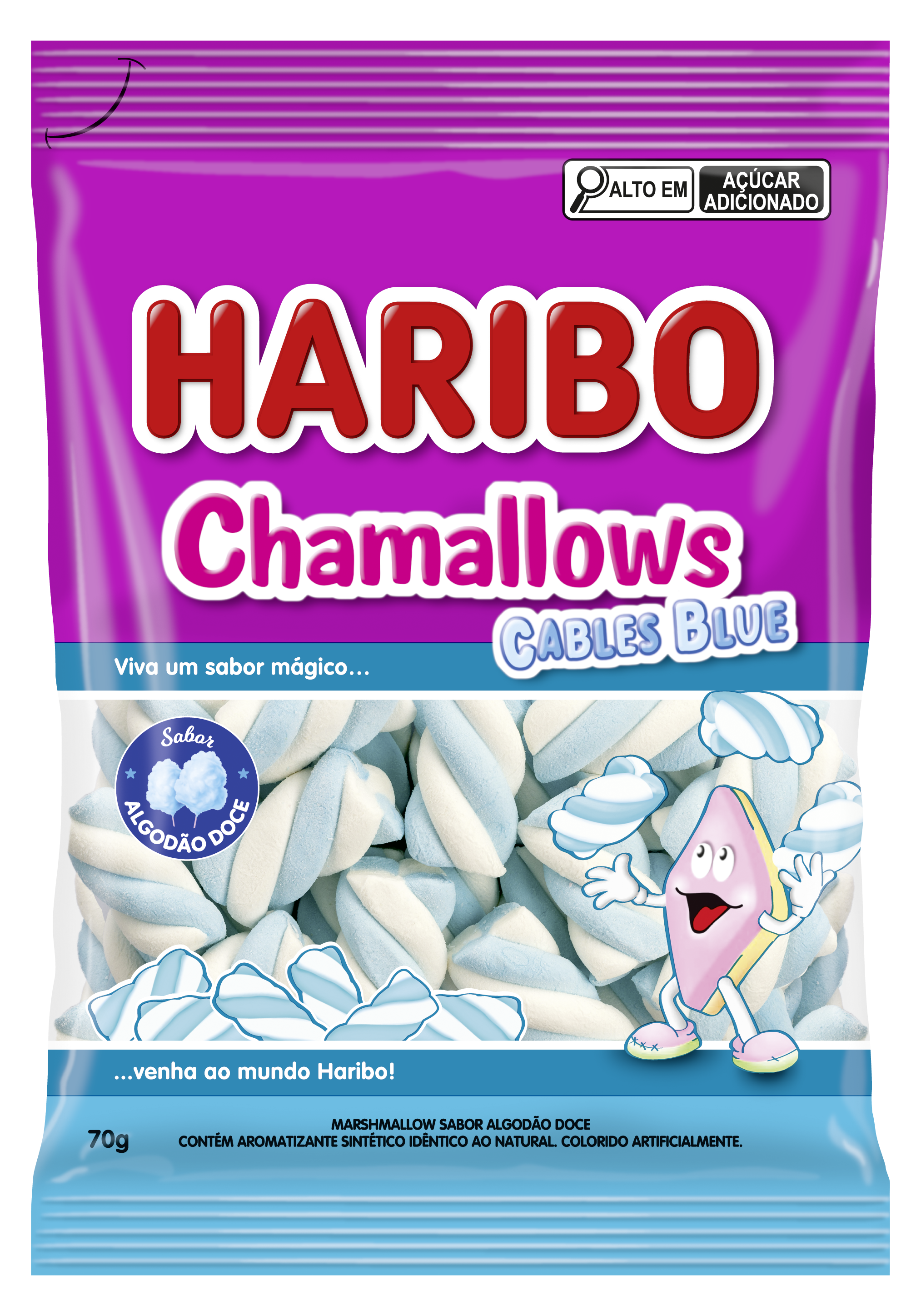 MARSHMALLOW HARIBO CABLES BLUE 70G