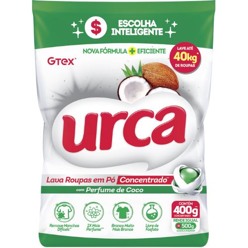 LAVA ROUPAS EM PÓ URCA CONCENTRADO COCO 400G