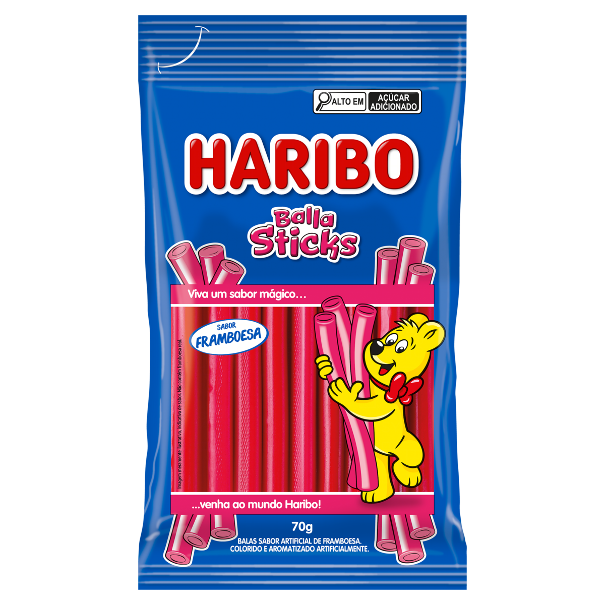 *BALA STICKS HARIBO FRAMBOESA 70G