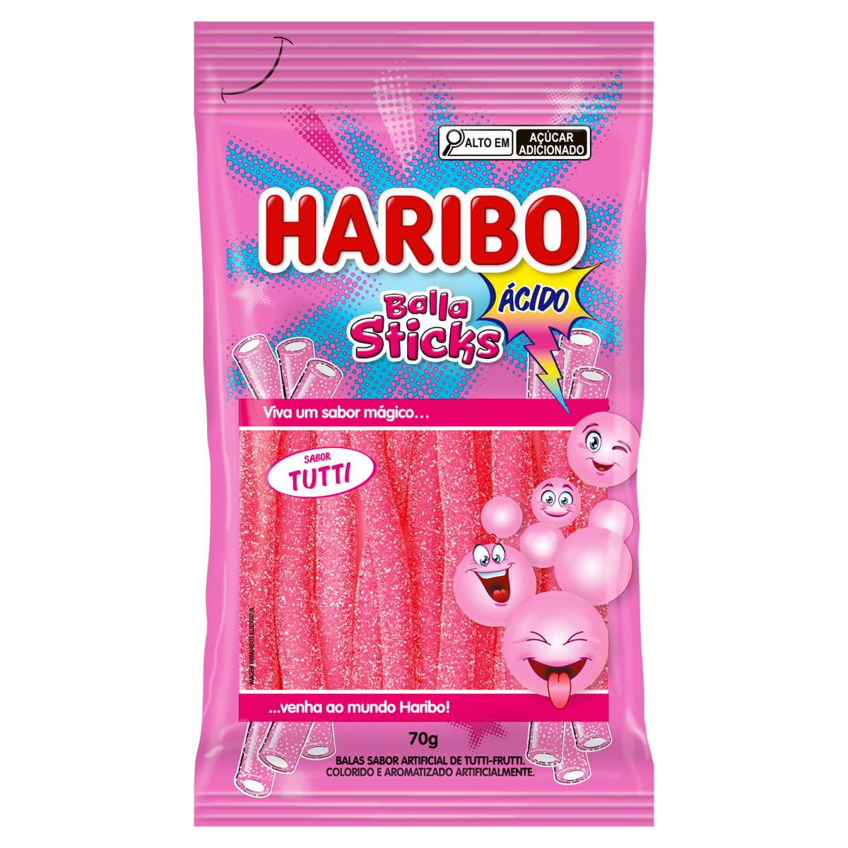 BALA STICKS HARIBO TUTTI ÁCIDO 70G