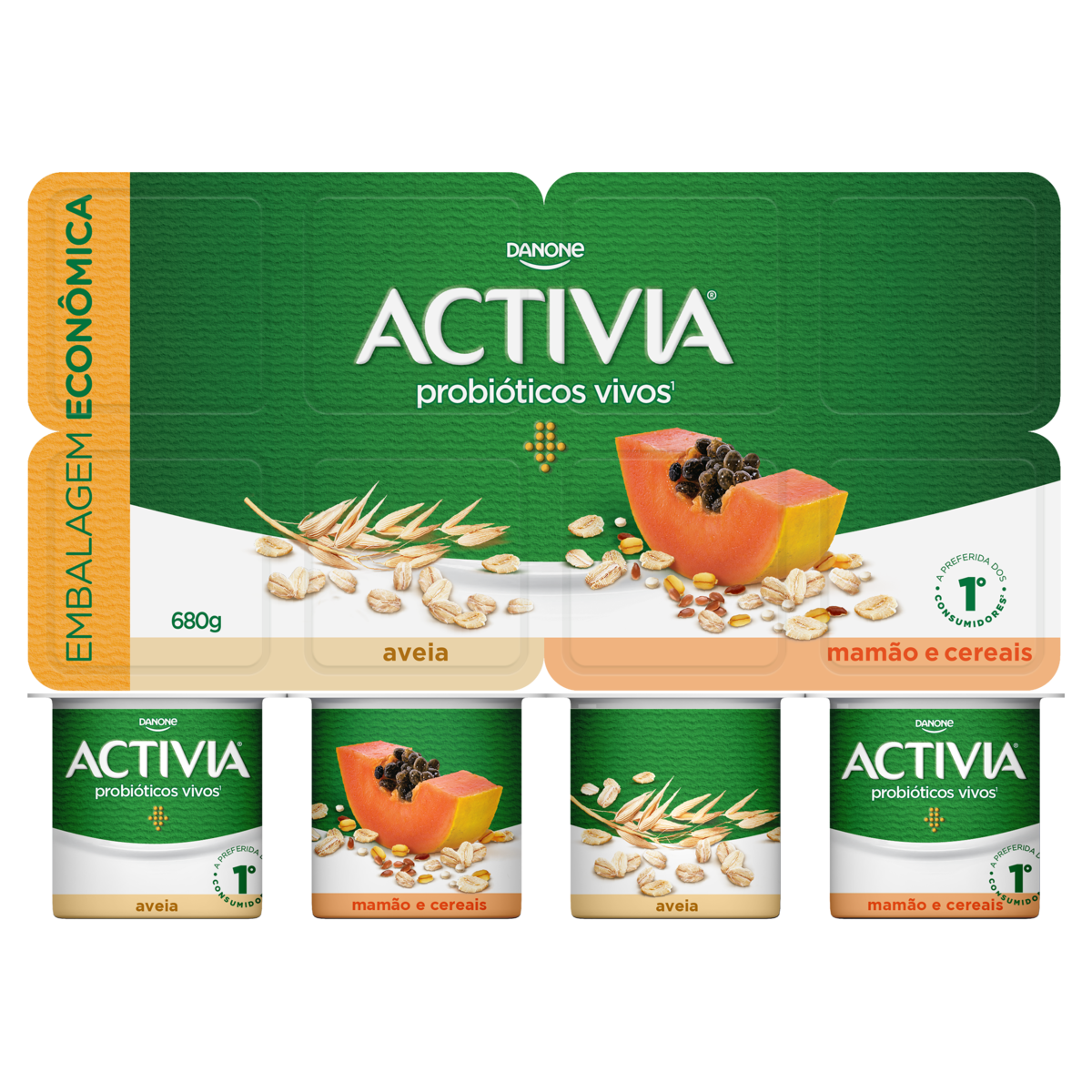 ACTIVIA POLPA MAMÃO E CEREAIS 608GR