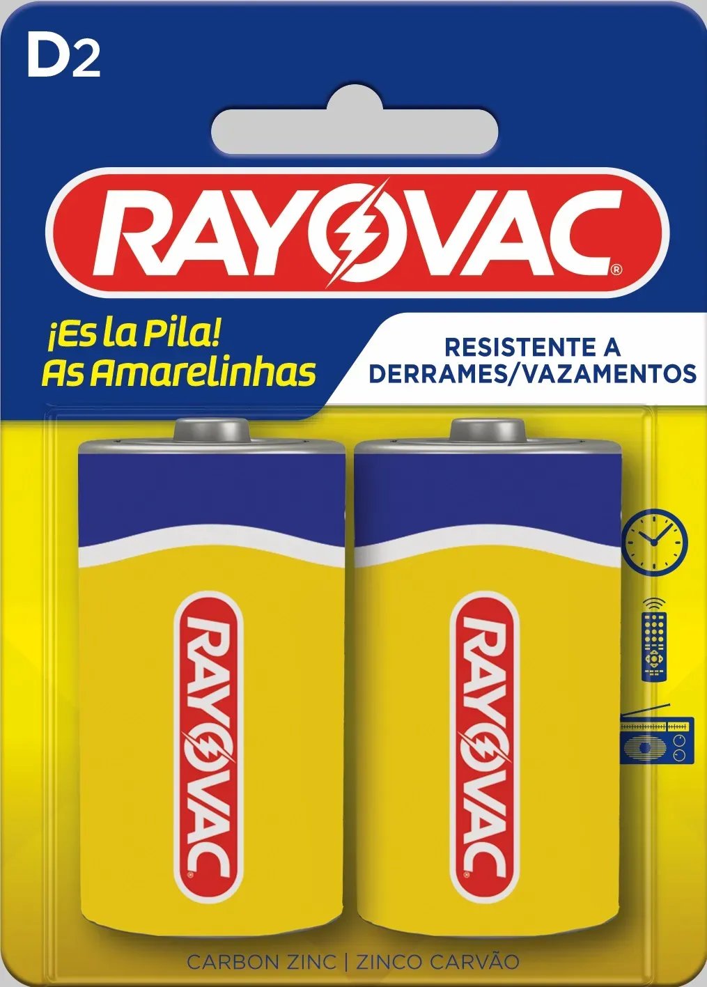 PILHA RAYOVAC D ZINCO E-SM GRANDE COM 2 UND