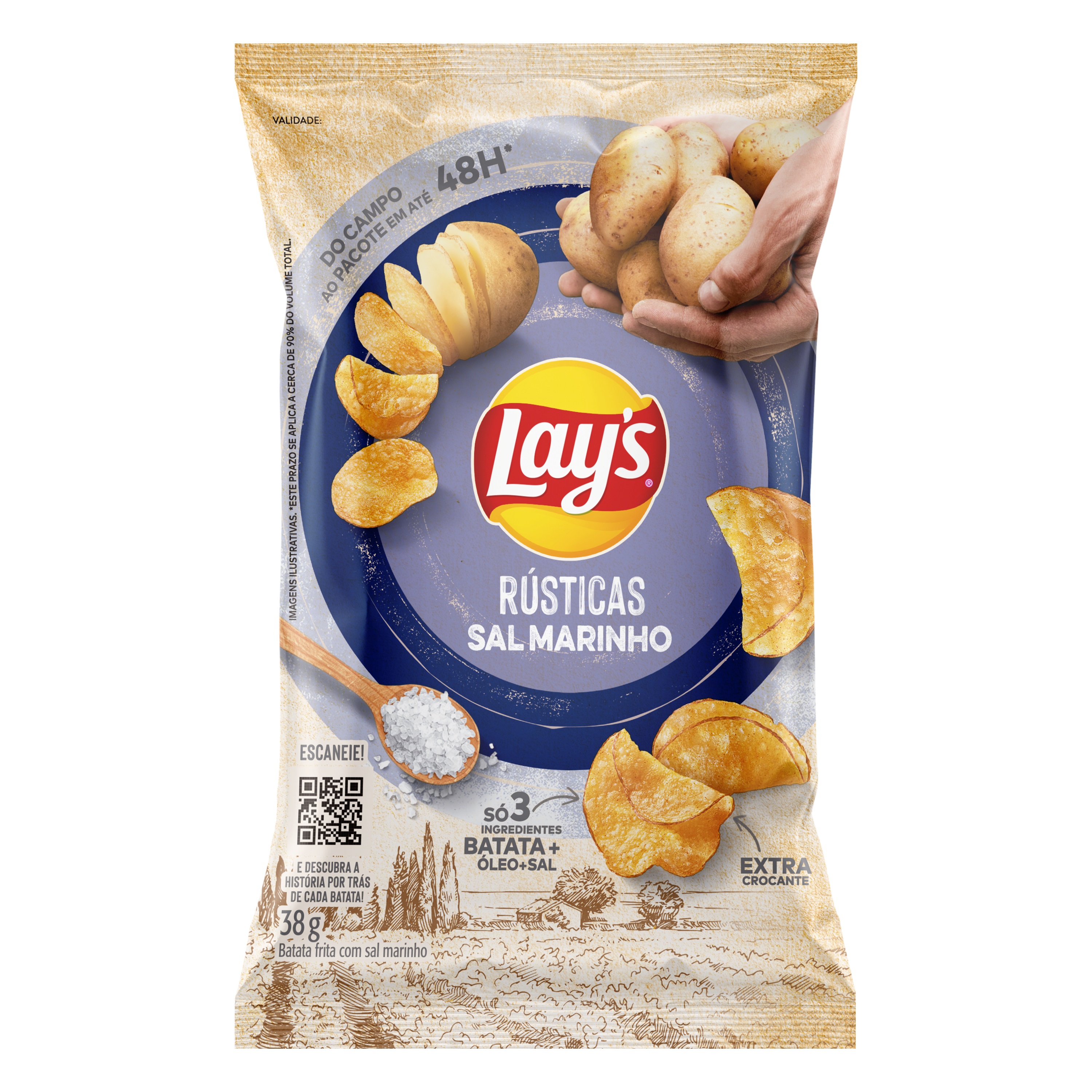BATATA LAYS RUSTICA SAL MARINHO 38G