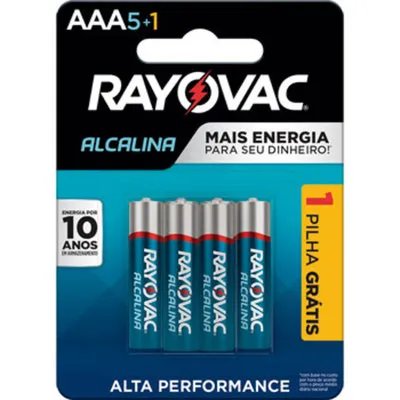 PILHA RAYOVAC ALCALINA AAA PALITO COM 4 UND