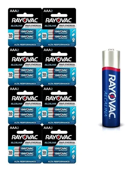 PILHA RAYOVAC ALCALINA AAA PALITO 08X02