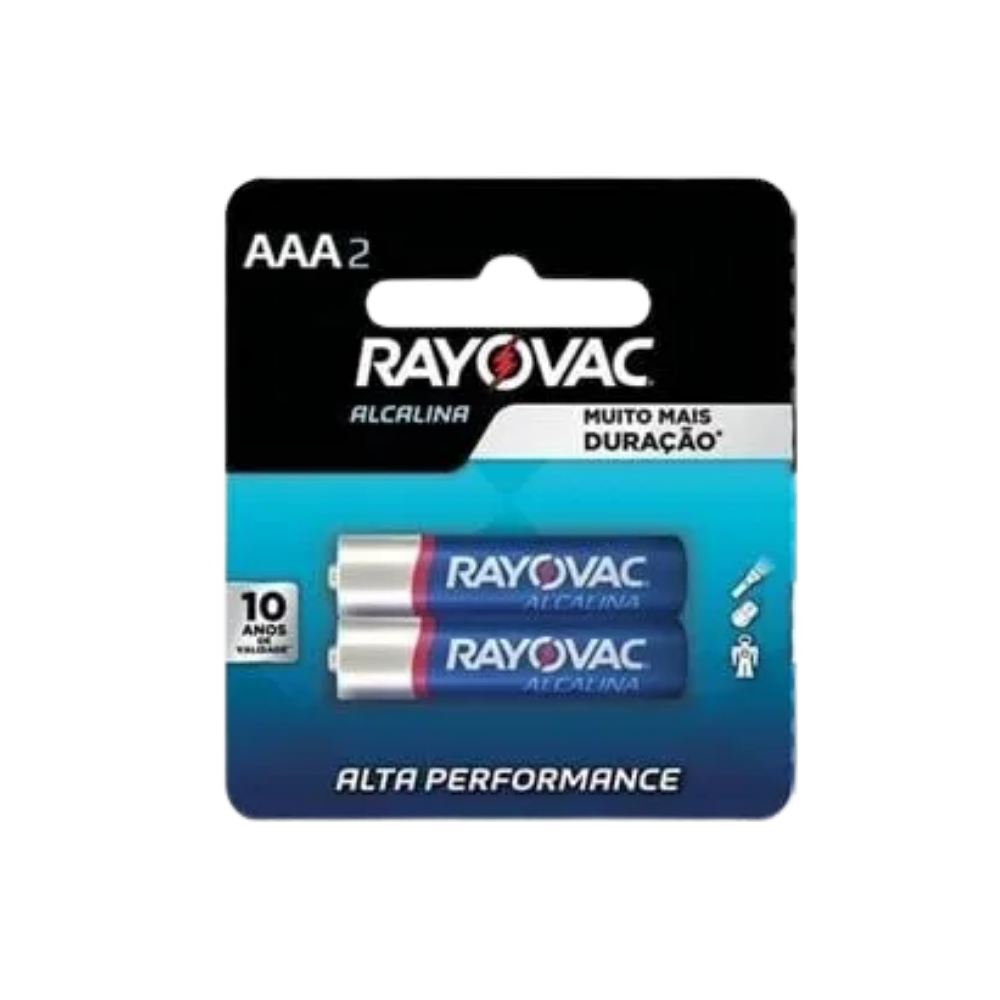 PILHA RAYOVAC ALCALINA AAA PALITO 08X02