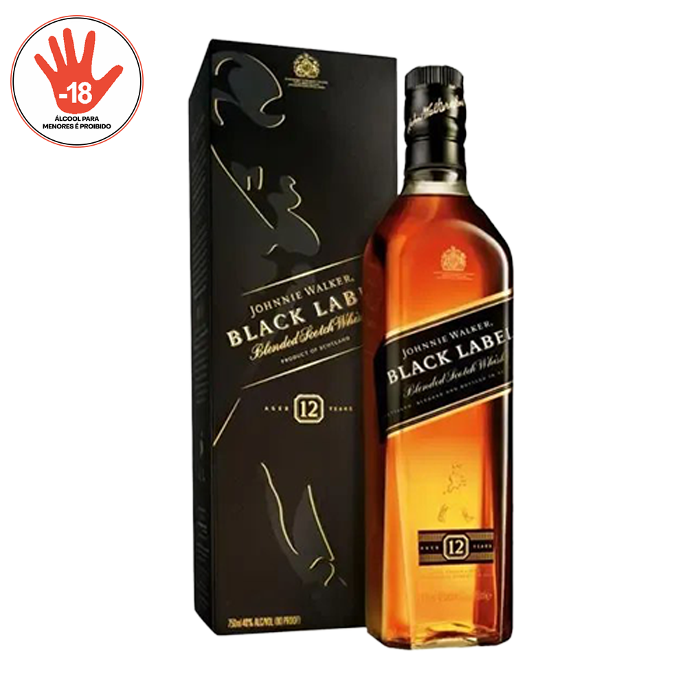 WHISKY JOHNNIE WALKER BLACK LABEL 12 ANOS 1000ML