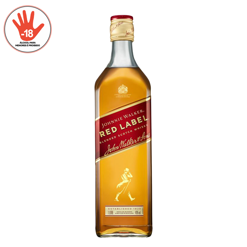 WHISKY JOHNNIE WALKER RED LABEL 8 ANOS 1000ML