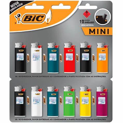 ISQUEIROS BIC MINI COM 12 UNIDADES