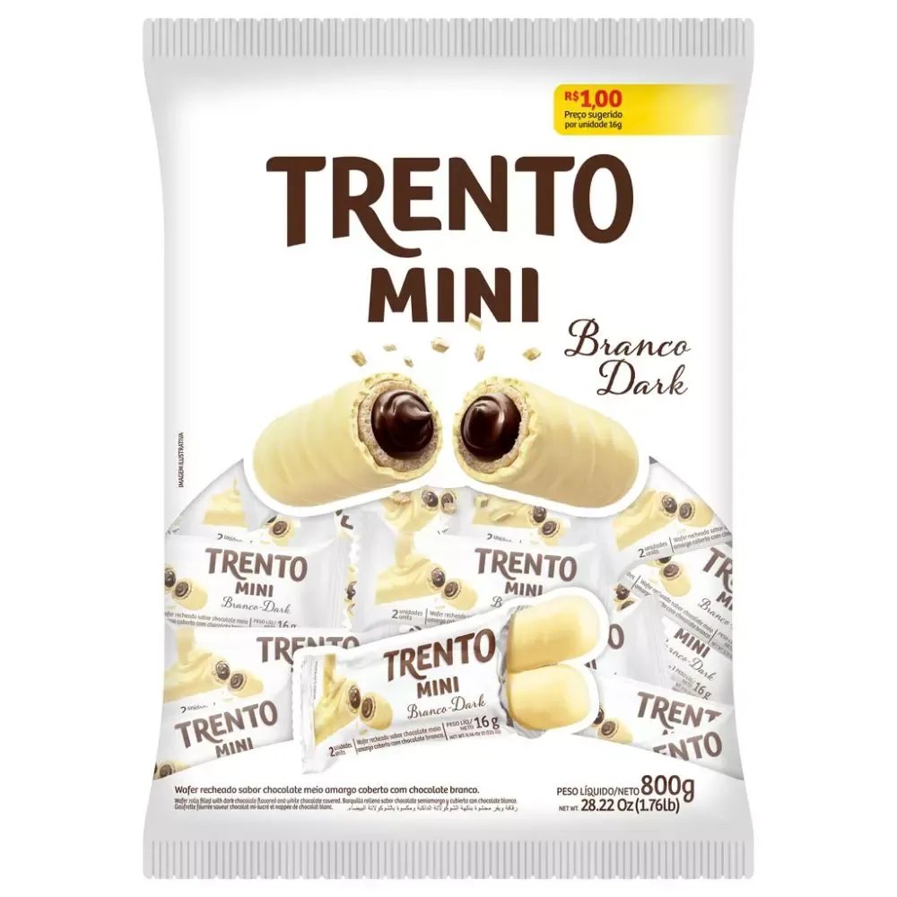 WAFER MINI TRENTO CHOCO BRANCO 800G