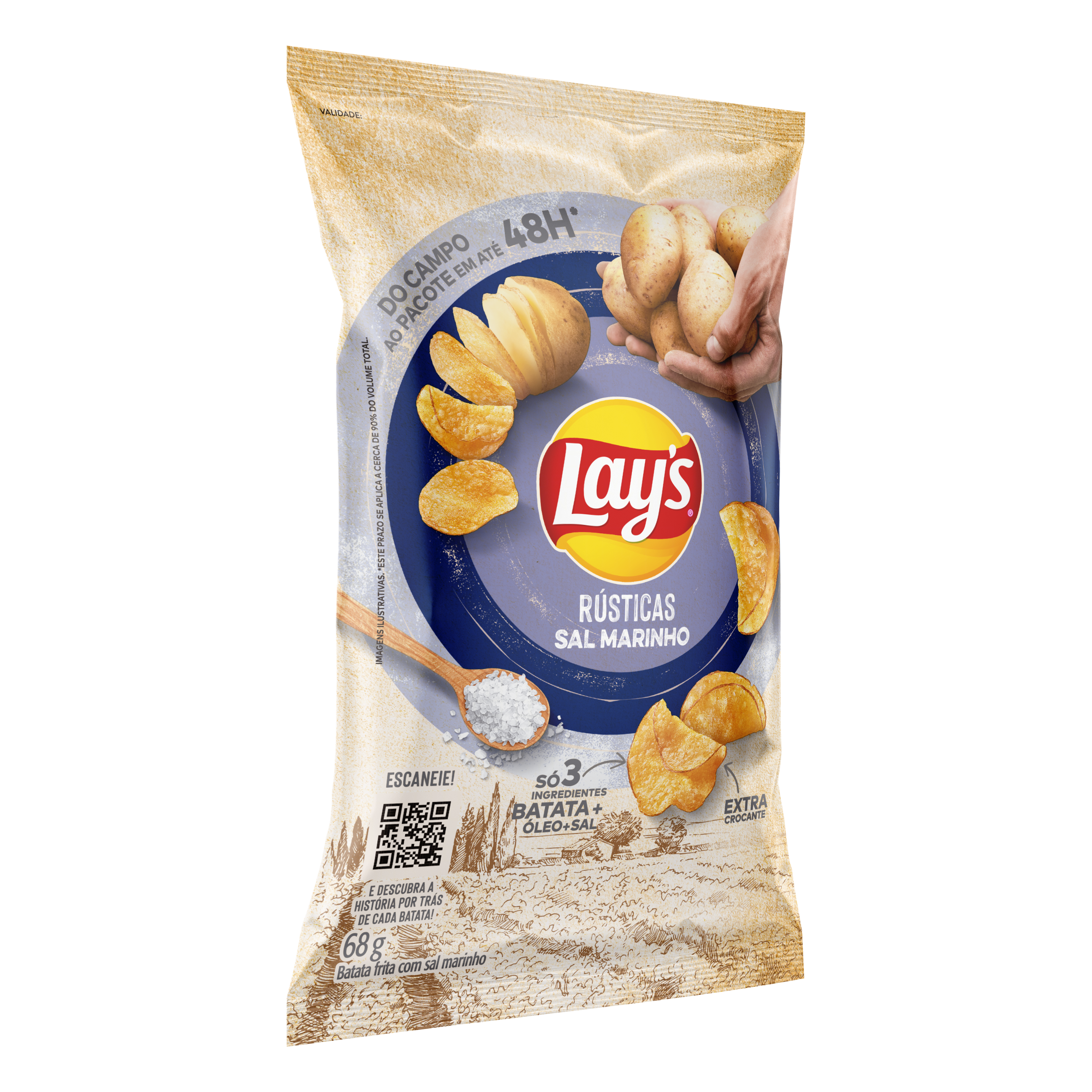 BATATA LAYS RÚSTICA SAL MARINHO 68G