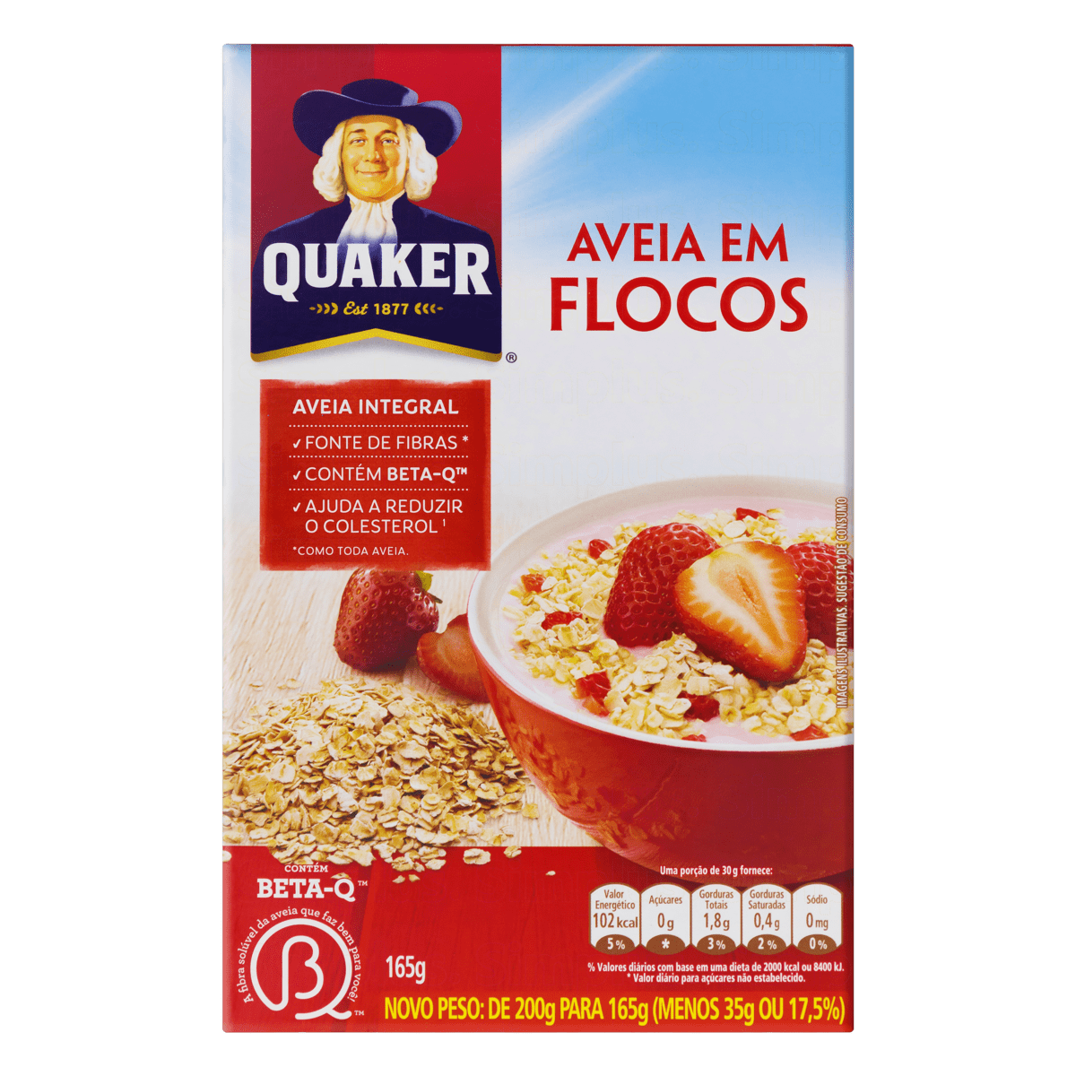 AVEIA EM FLOCOS QUAKER 165G