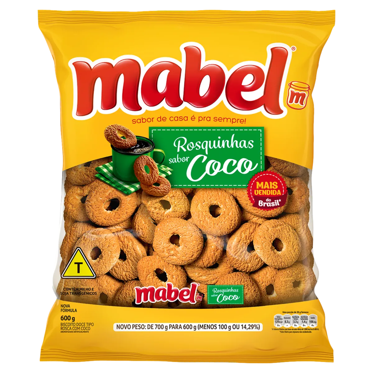 BISCOITO ROSQUINHA MABEL COCO 600GR