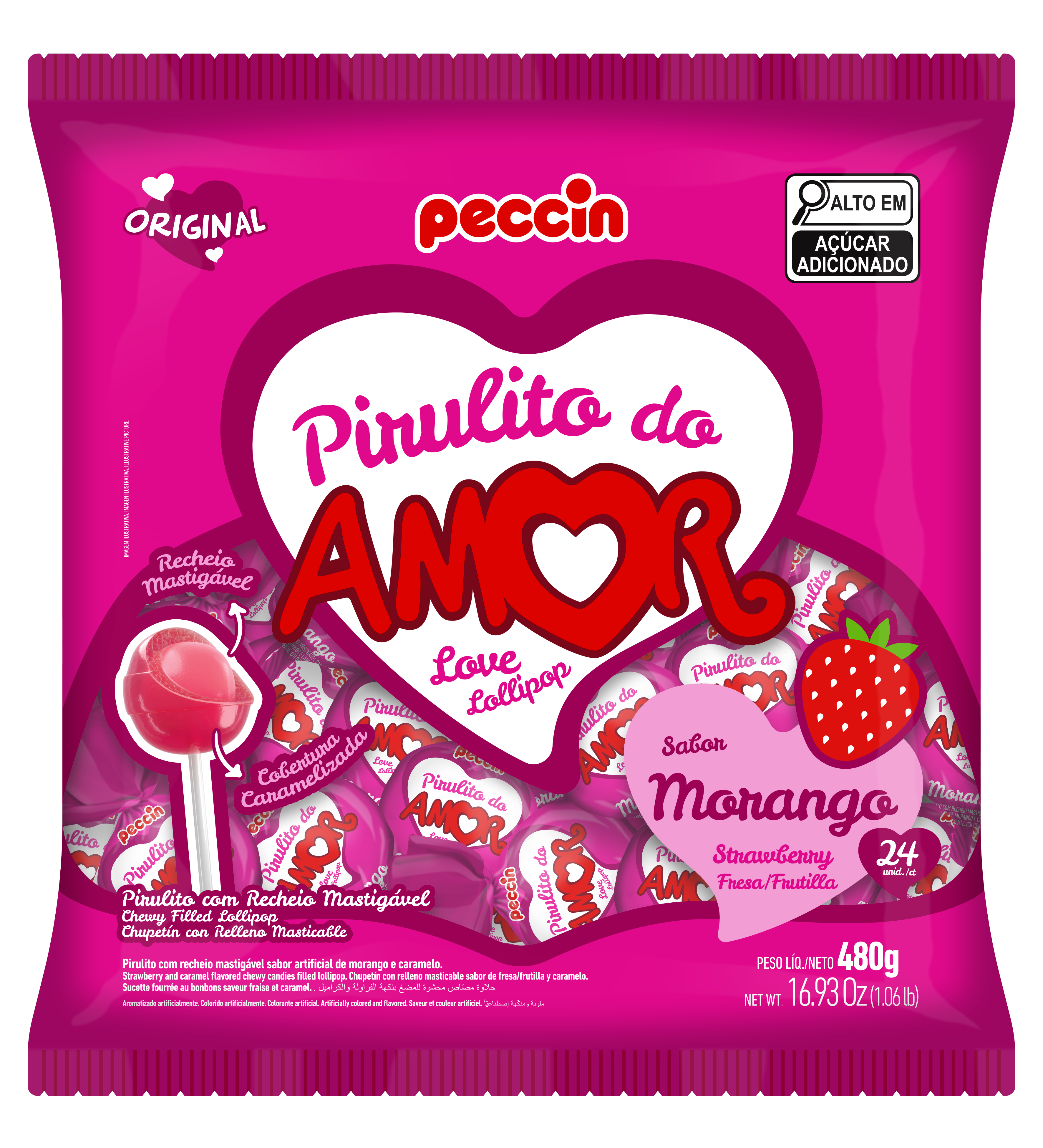 PIRULITO MORANGO DO AMOR 480G