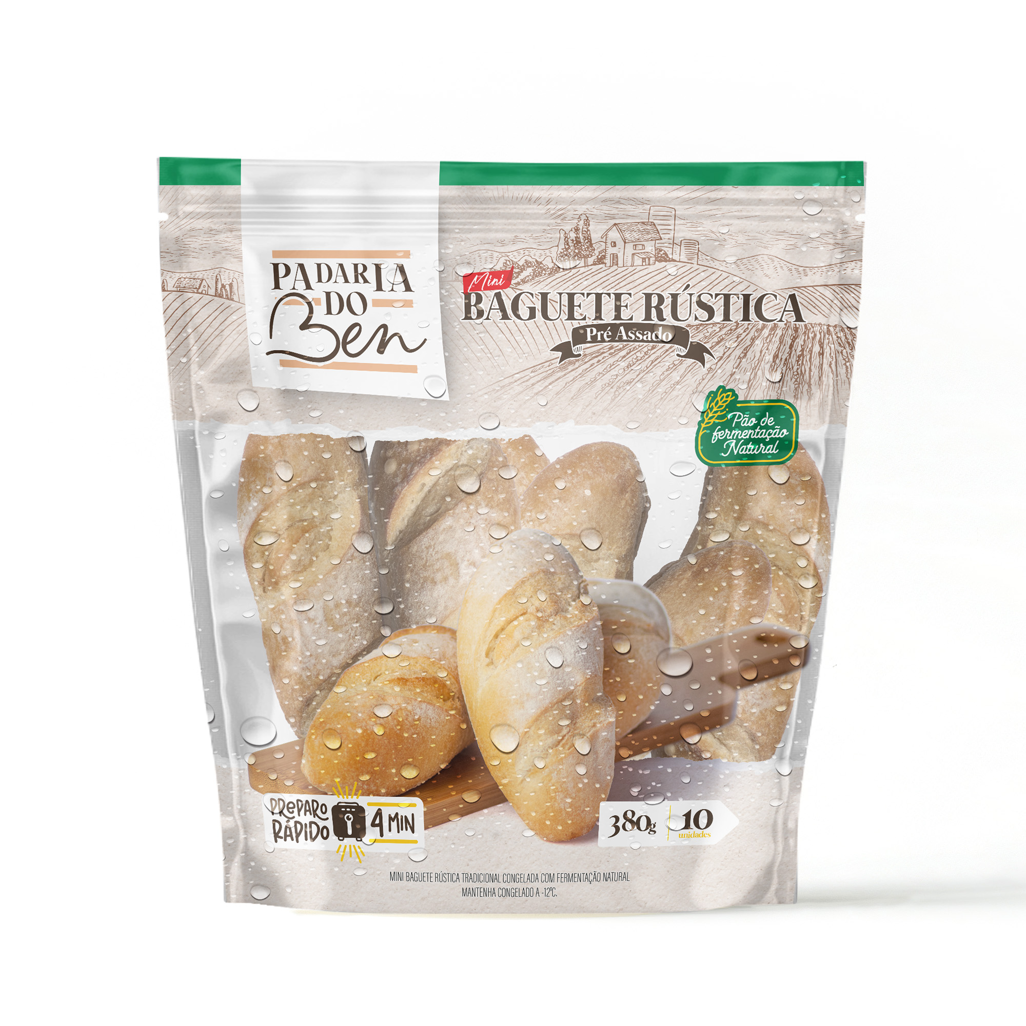 MINI PÃO BAGUETE RÚSTICA PADARIA DO BEN PRÉ ASSADO 380G