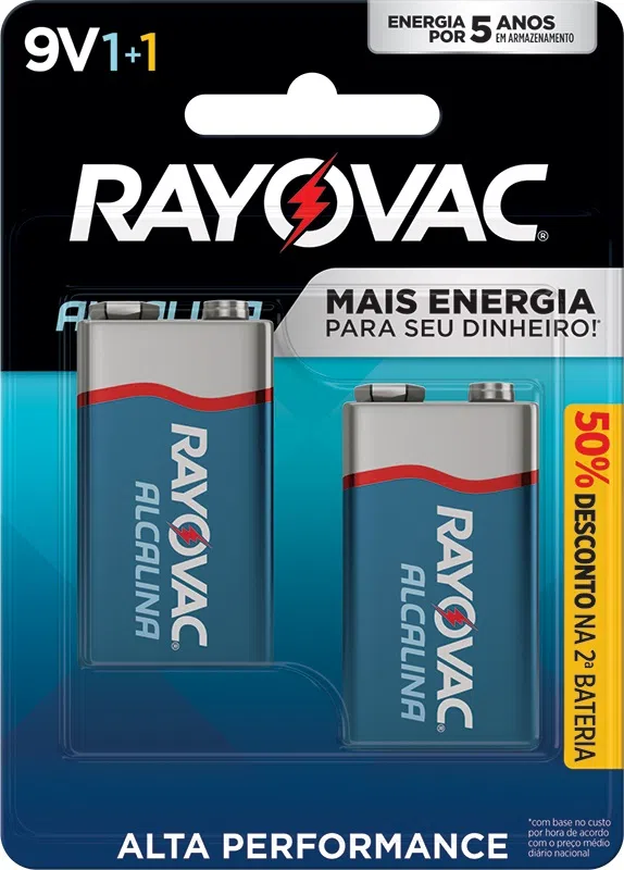 BATERIA RAYOVAC ALCALINA 9V 6LR61 PROMOCIONAL COM 2 UND