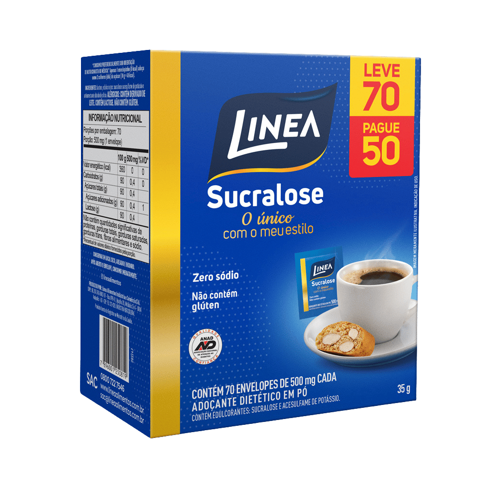 ADOÇANTE DIETÉTICO PÓ LINEA LV70 PG50 DE 500MG
