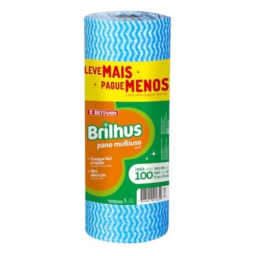 PANO EM ROLO BRILHUS MULTIUSO AZUL 100 UND