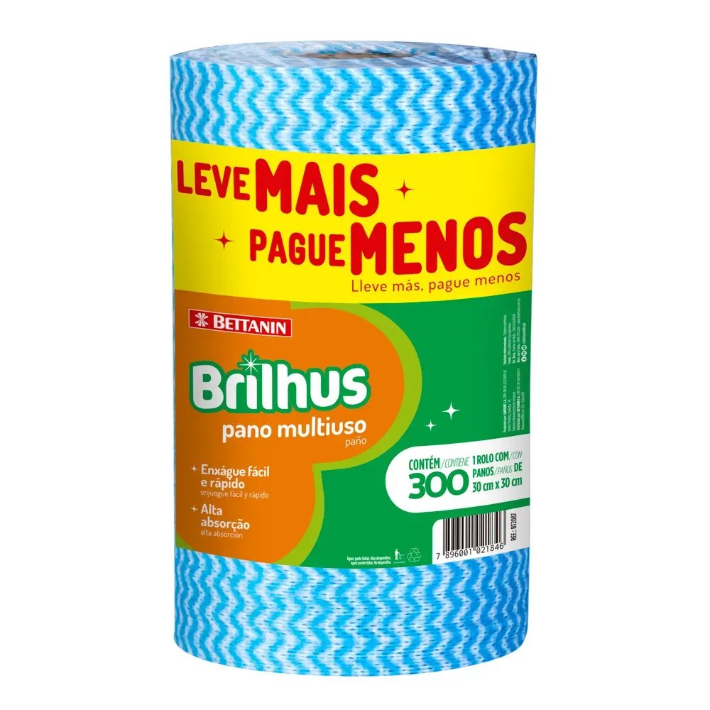 PANO EM ROLO BRILHUS MULTIUSO AZUL 300 UND