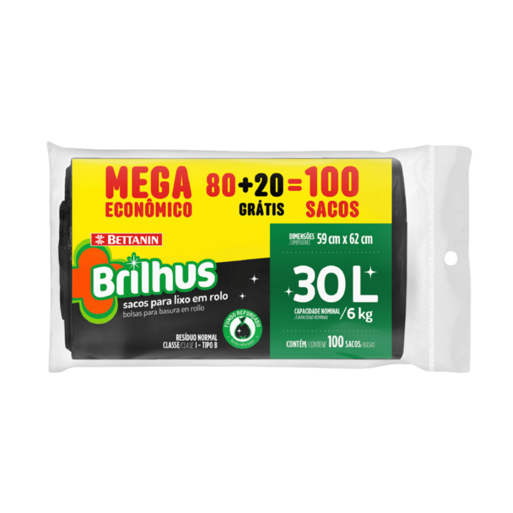 SACO PARA LIXO EM ROLO ESFREBOM MEGA 30LT 100 SACOS
