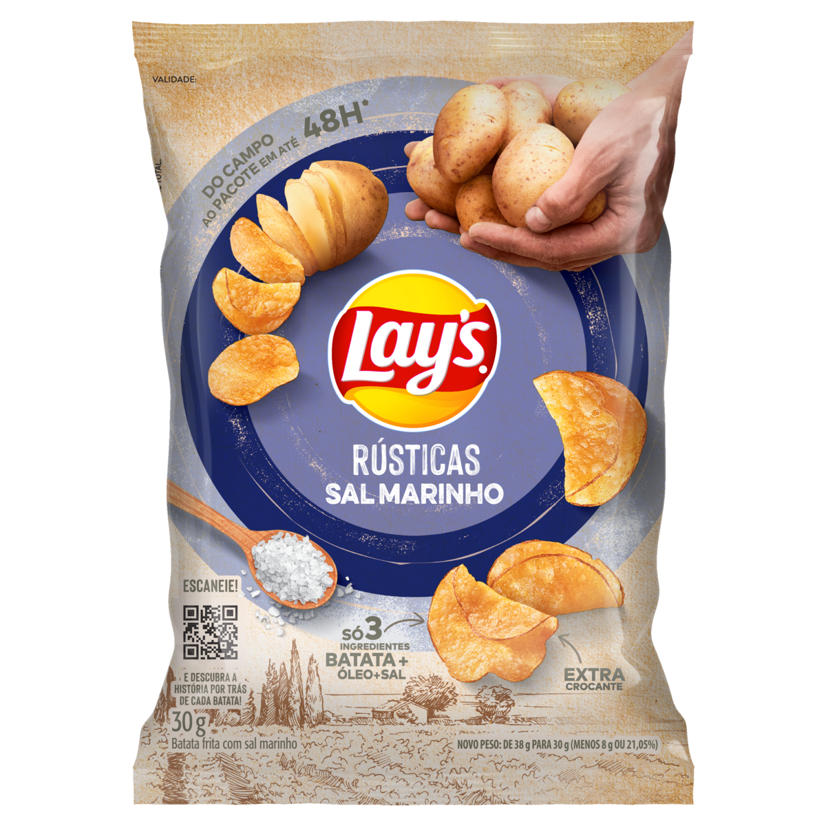 BATATA LAYS RÚSTICA SAL MARINHO 30GR