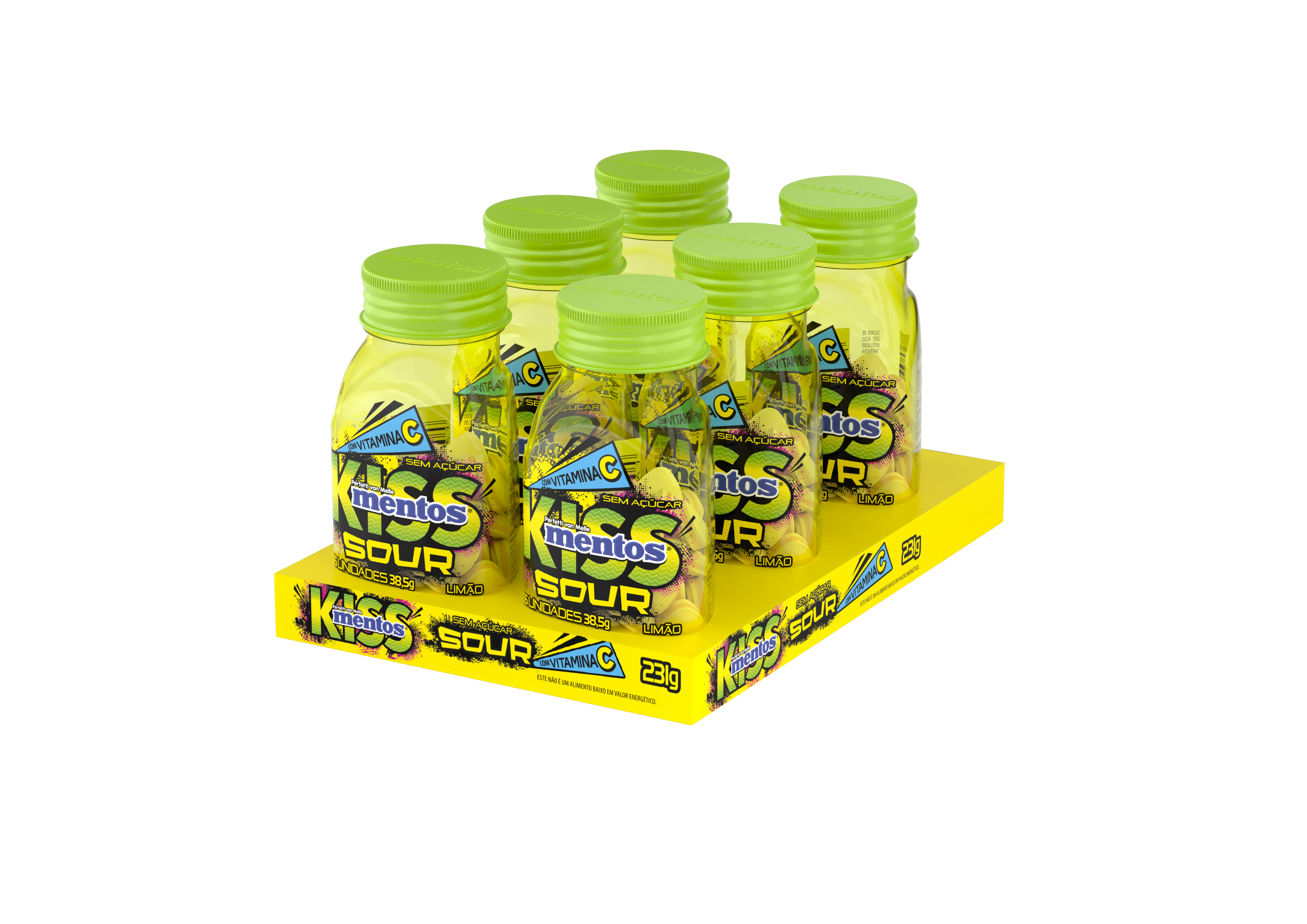 MENTOS KISS SOUR LIMÃO 6X38,5G 231G