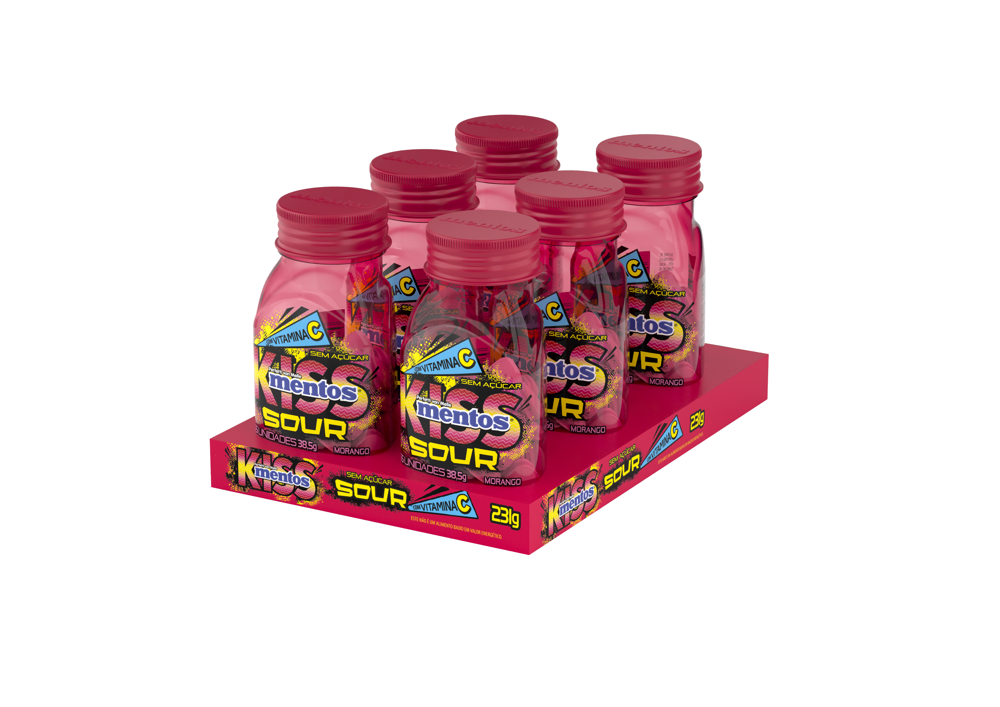 MENTOS KISS SOUR MORANGO 6X38,5G 231G