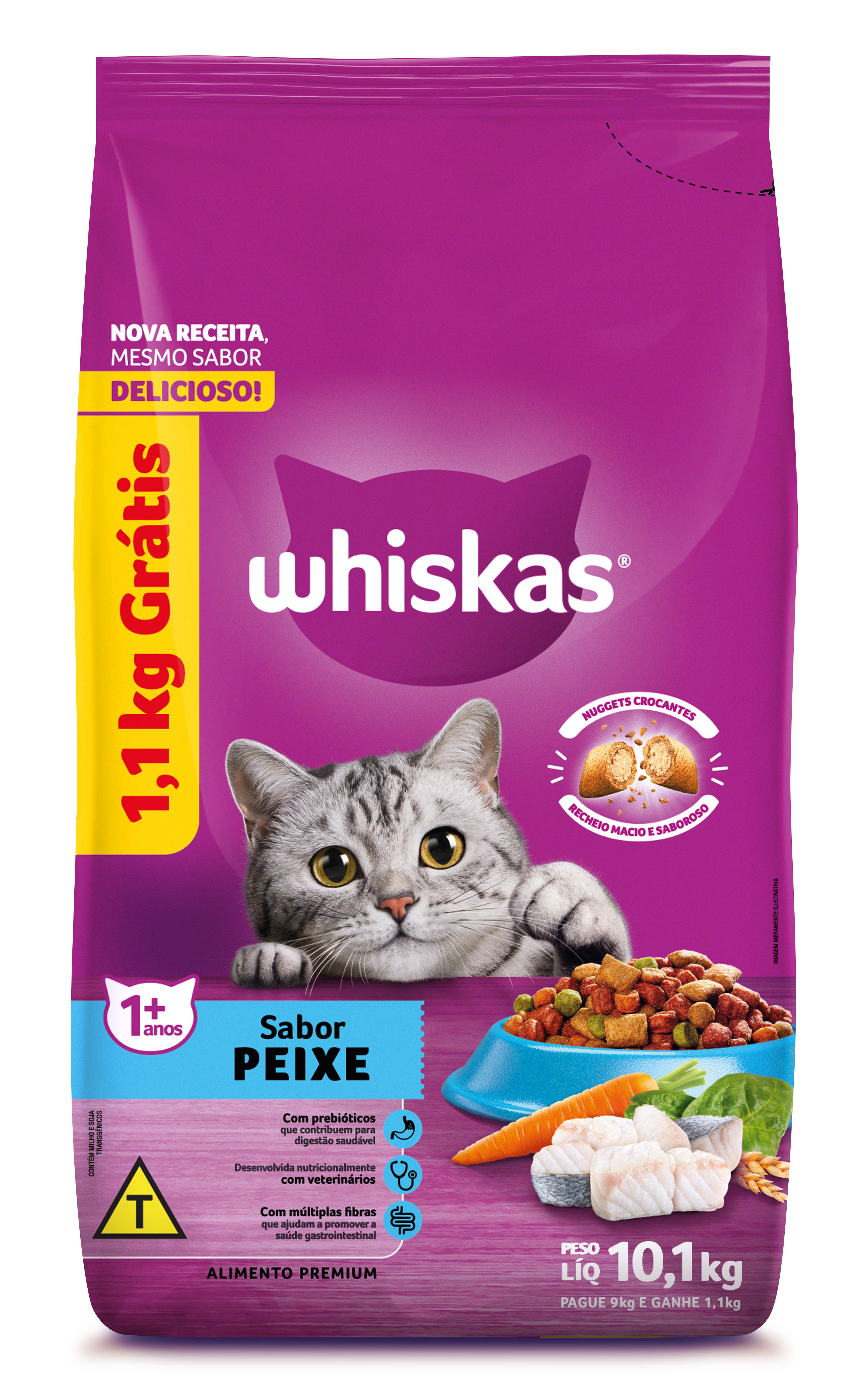 WHISKAS ADULTO PEIXE LV10,1KG E PG9KG