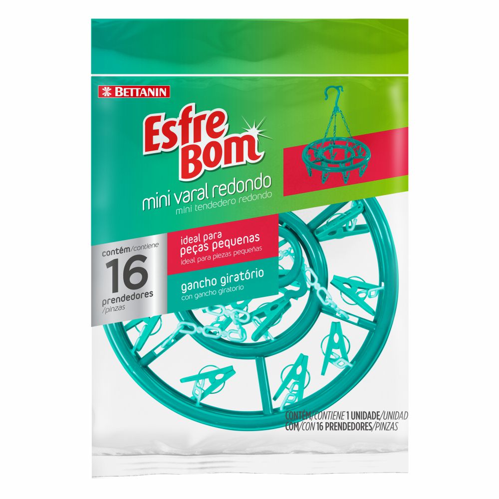 MINI VARAL ESFREBOM REDONDO 16 PRENDEDORES