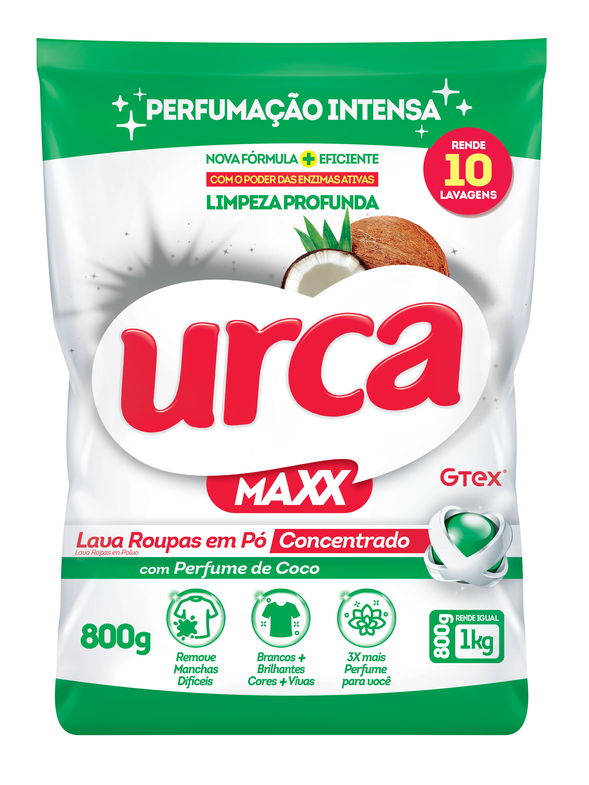 LAVA ROUPAS EM PÓ URCA COCO 800G